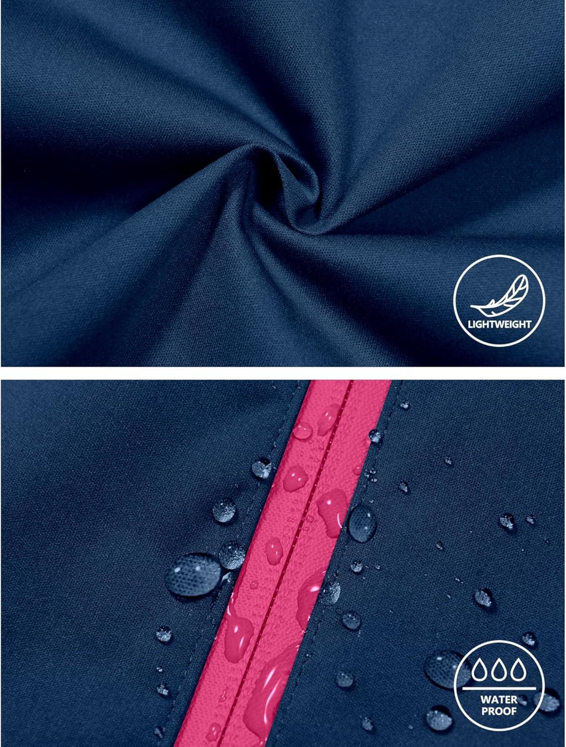 imageLittle Donkey Andy Womens Lightweight Rain Cycling Stretch Jacket with Hood Windproof and Waterproof Ultralight PackableUpgrade Hoodnavy