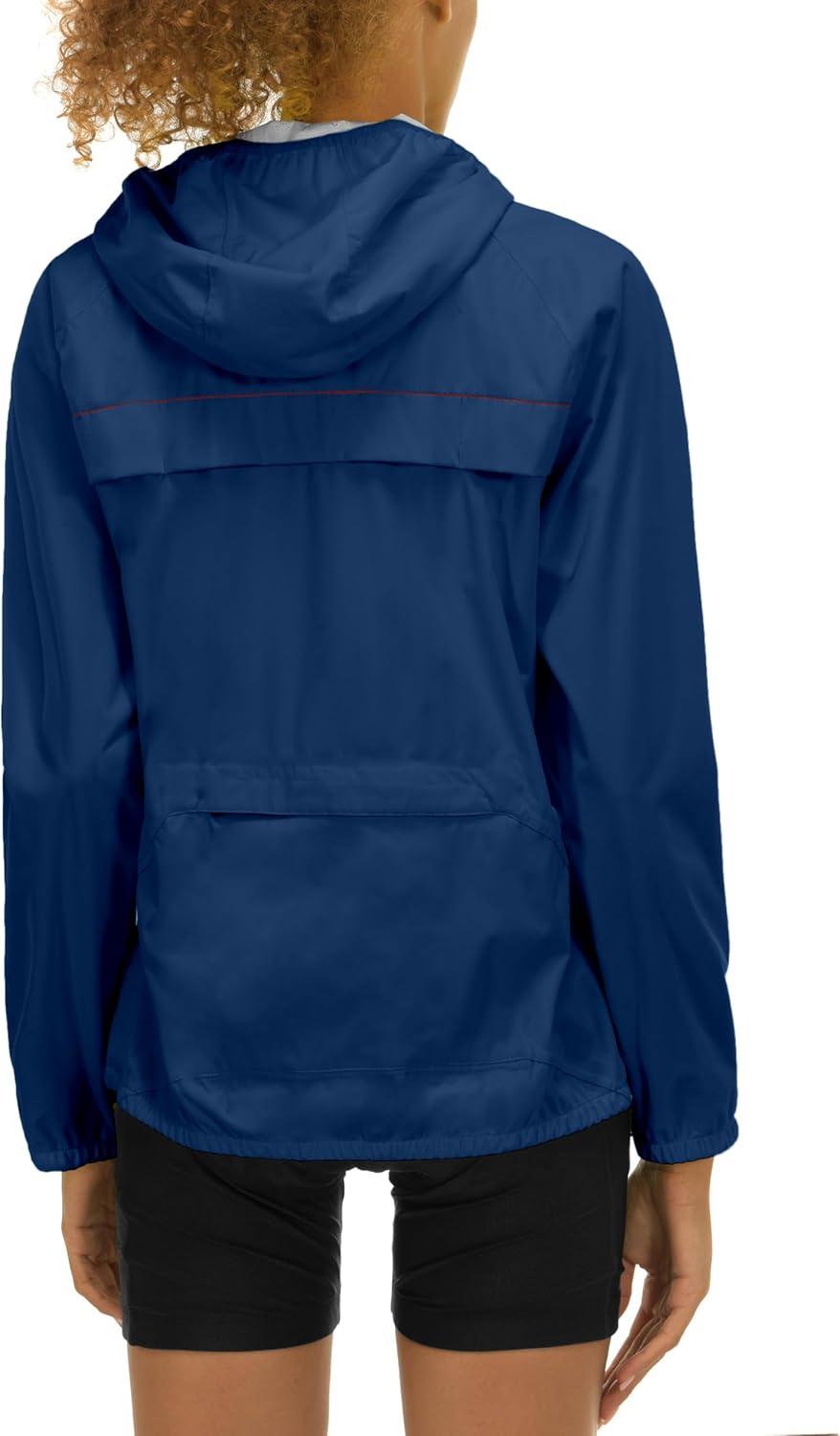 imageLittle Donkey Andy Womens Lightweight Rain Cycling Stretch Jacket with Hood Windproof and Waterproof Ultralight PackableUpgrade Hoodnavy
