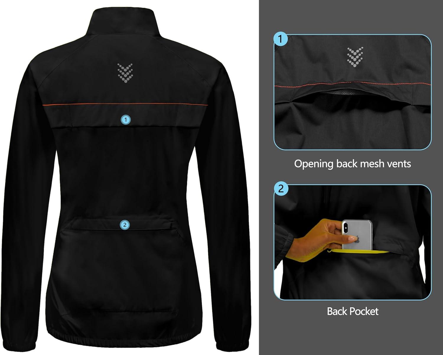 imageLittle Donkey Andy Womens Lightweight Rain Cycling Stretch Jacket with Hood Windproof and Waterproof Ultralight PackableUpgrade Pocketblack