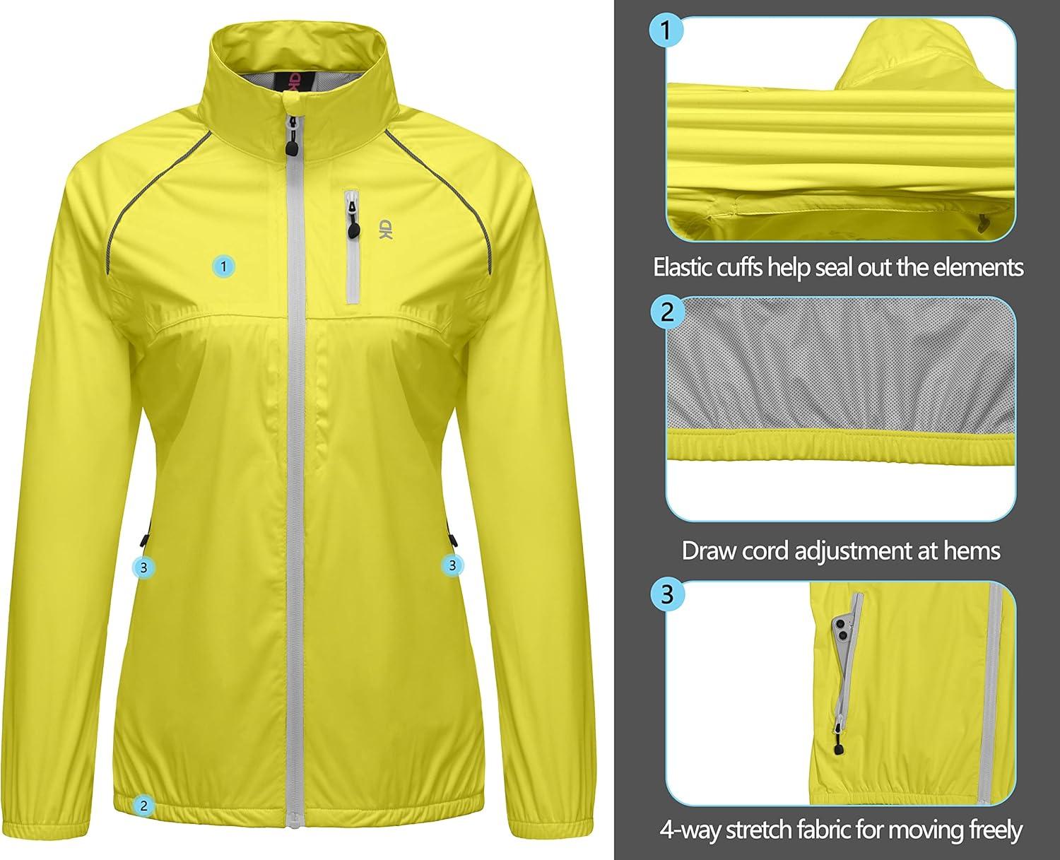 imageLittle Donkey Andy Womens Lightweight Rain Cycling Stretch Jacket with Hood Windproof and Waterproof Ultralight PackableUpgrade Pocketlemon