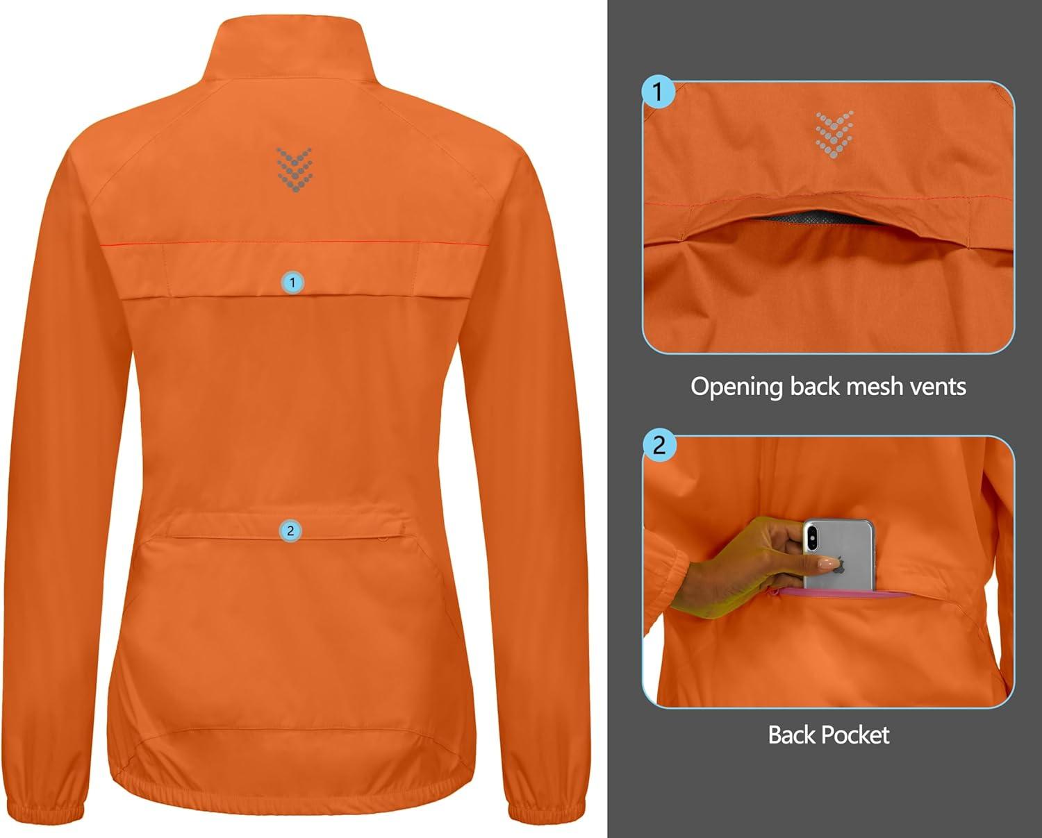 imageLittle Donkey Andy Womens Lightweight Rain Cycling Stretch Jacket with Hood Windproof and Waterproof Ultralight PackableUpgrade Pocketorange