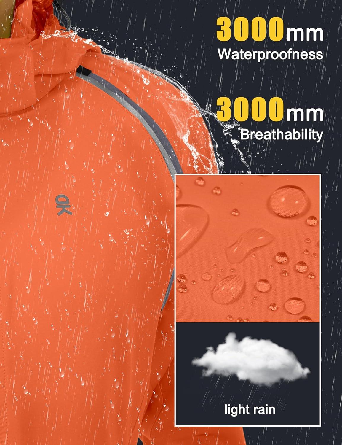 imageLittle Donkey Andy Womens Lightweight Waterproof Cycling Jacket with Removable Sleeves ampamp Hood for Biking Running GolfOrange