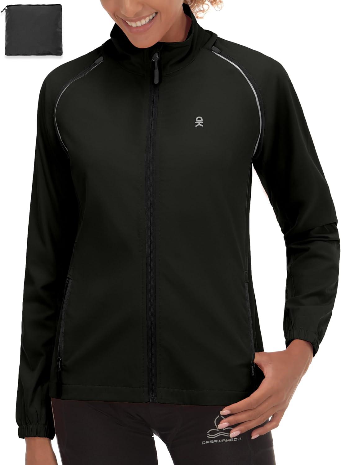 imageLittle Donkey Andy Womens Lightweight Waterproof Cycling Jacket with Removable Sleeves for Biking Running GolfBlack
