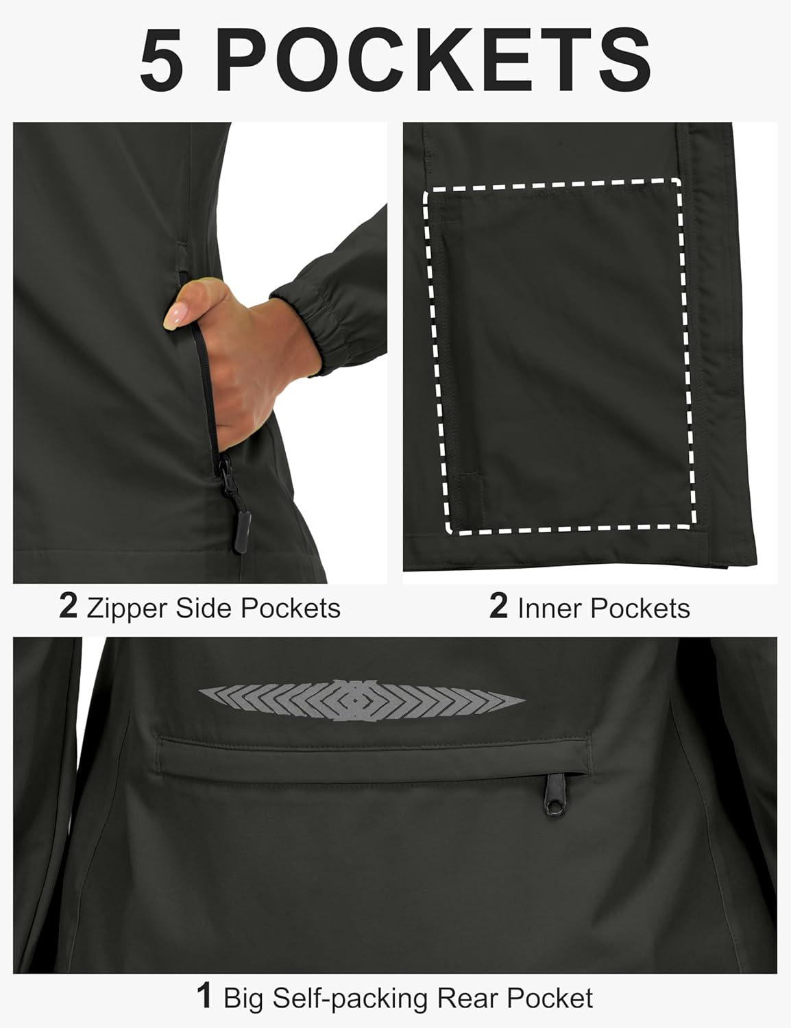 imageLittle Donkey Andy Womens Lightweight Waterproof Cycling Jacket with Removable Sleeves for Biking Running GolfBlack
