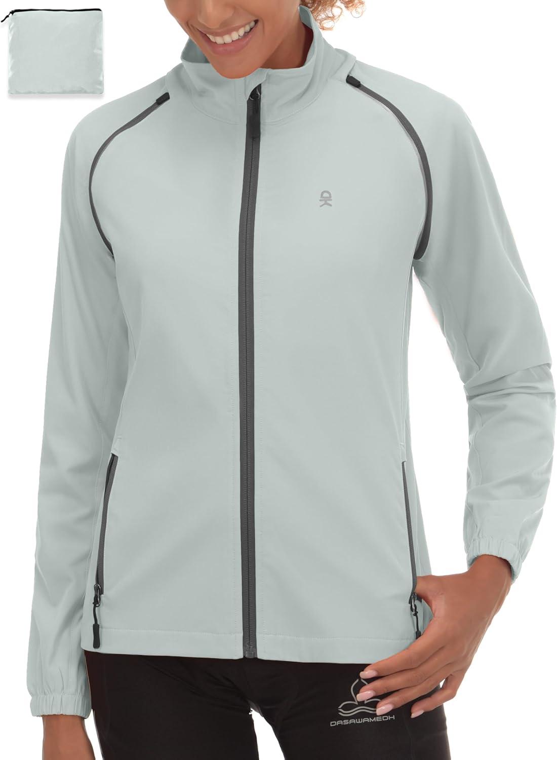 imageLittle Donkey Andy Womens Lightweight Waterproof Cycling Jacket with Removable Sleeves for Biking Running GolfLight Gray