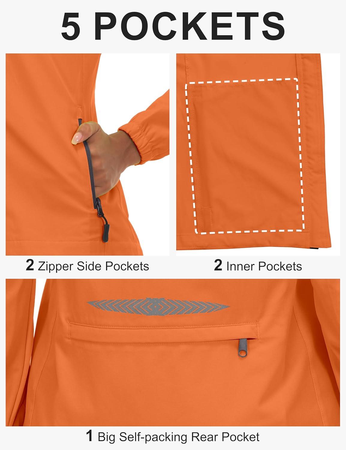 imageLittle Donkey Andy Womens Lightweight Waterproof Cycling Jacket with Removable Sleeves for Biking Running GolfOrange
