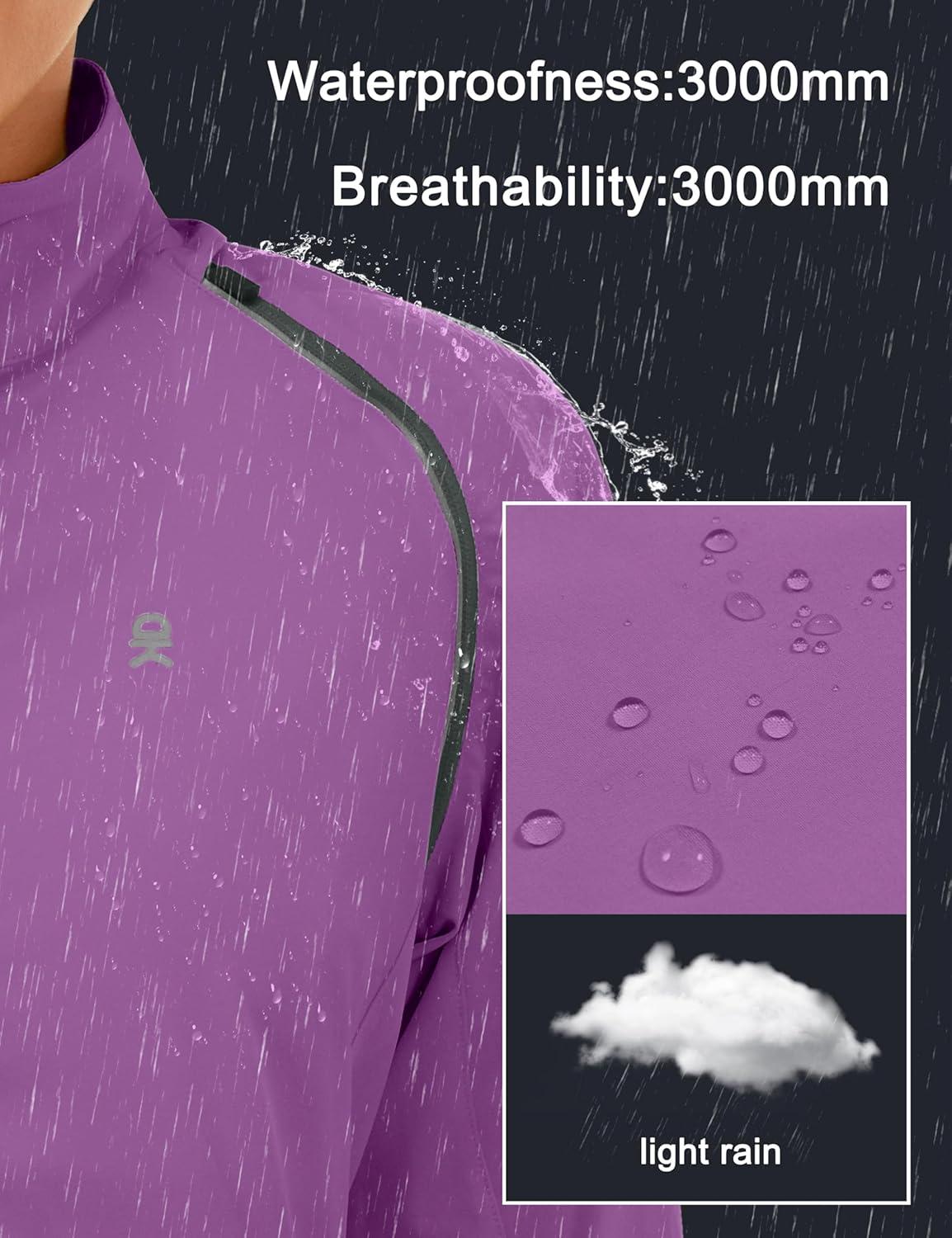 imageLittle Donkey Andy Womens Lightweight Waterproof Cycling Jacket with Removable Sleeves for Biking Running GolfPurple