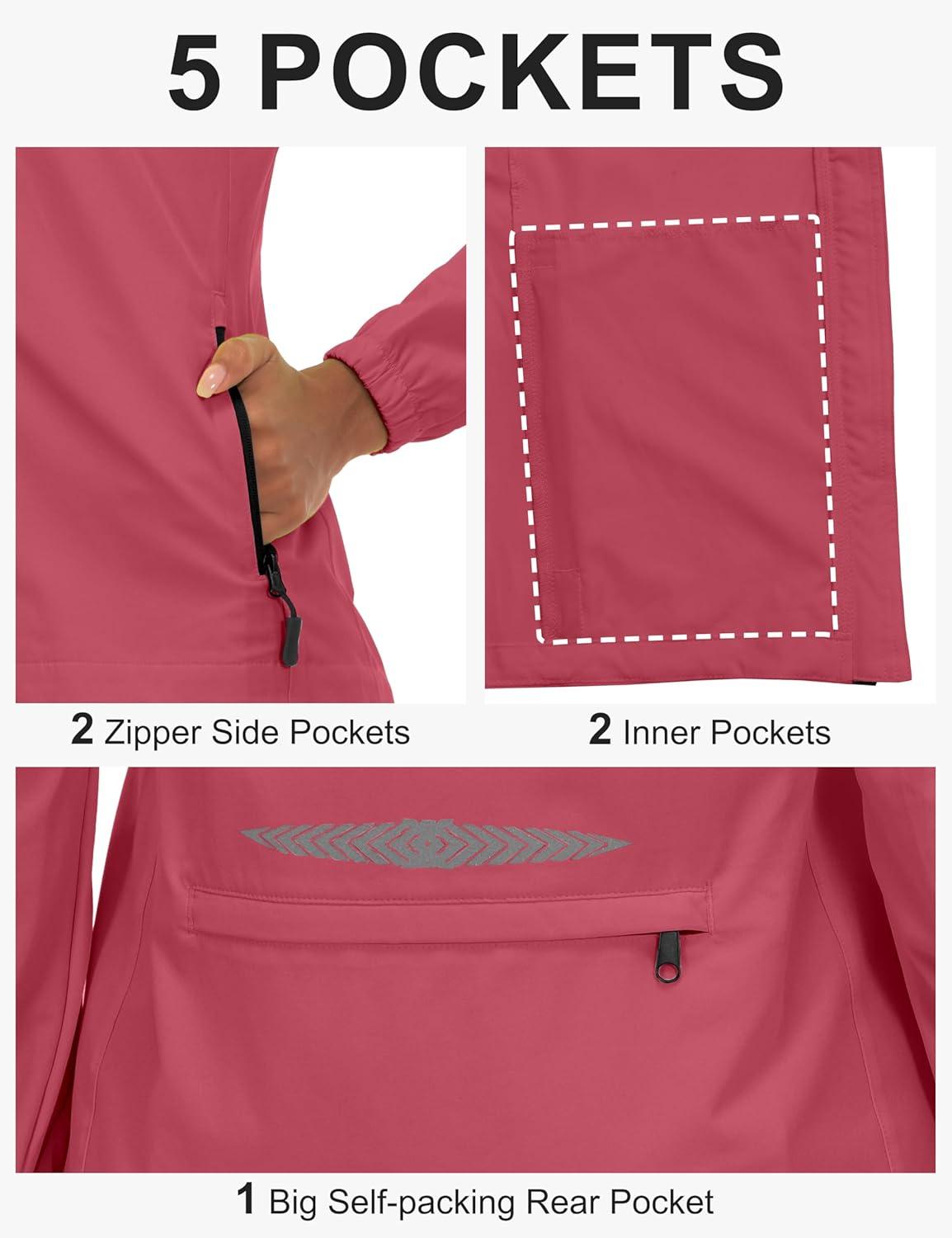imageLittle Donkey Andy Womens Lightweight Waterproof Cycling Jacket with Removable Sleeves for Biking Running GolfRed