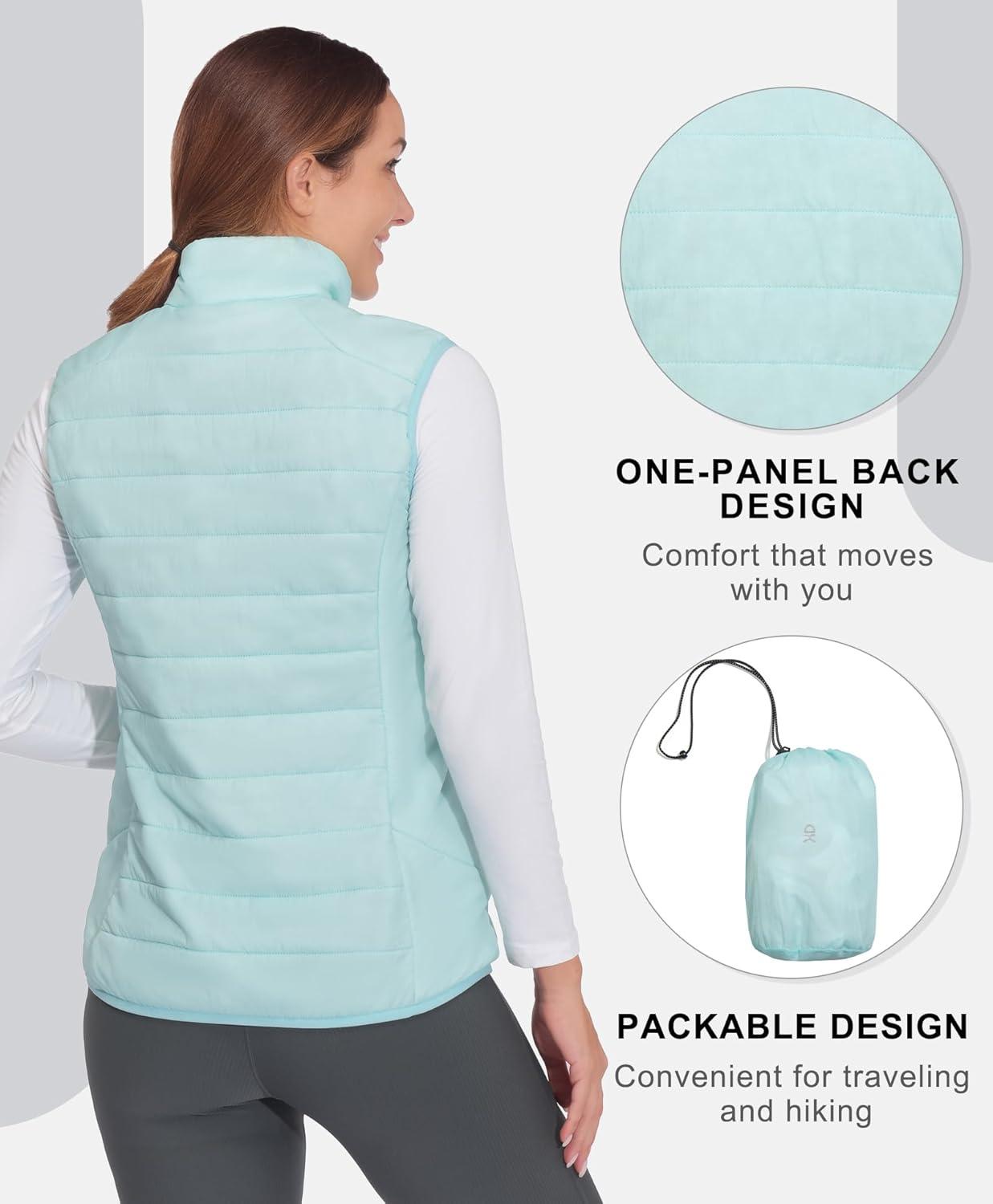 imageLittle Donkey Andy Womens Packable Lightweight Puffer Vest with Recycled Insulation for Running HikingBlue Glow