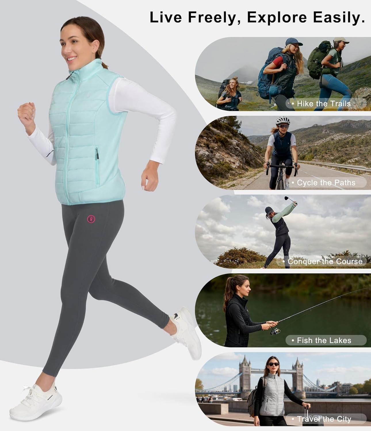 imageLittle Donkey Andy Womens Packable Lightweight Puffer Vest with Recycled Insulation for Running HikingBlue Glow