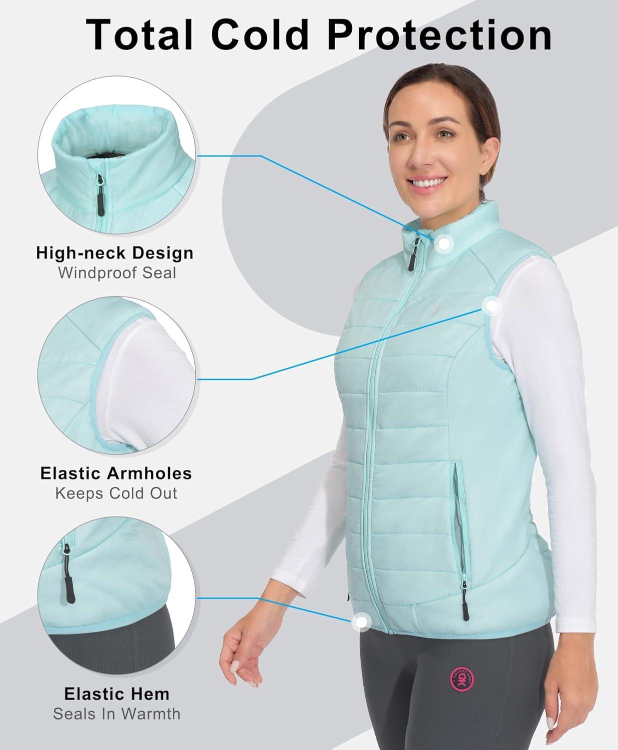 imageLittle Donkey Andy Womens Packable Lightweight Puffer Vest with Recycled Insulation for Running HikingBlue Glow