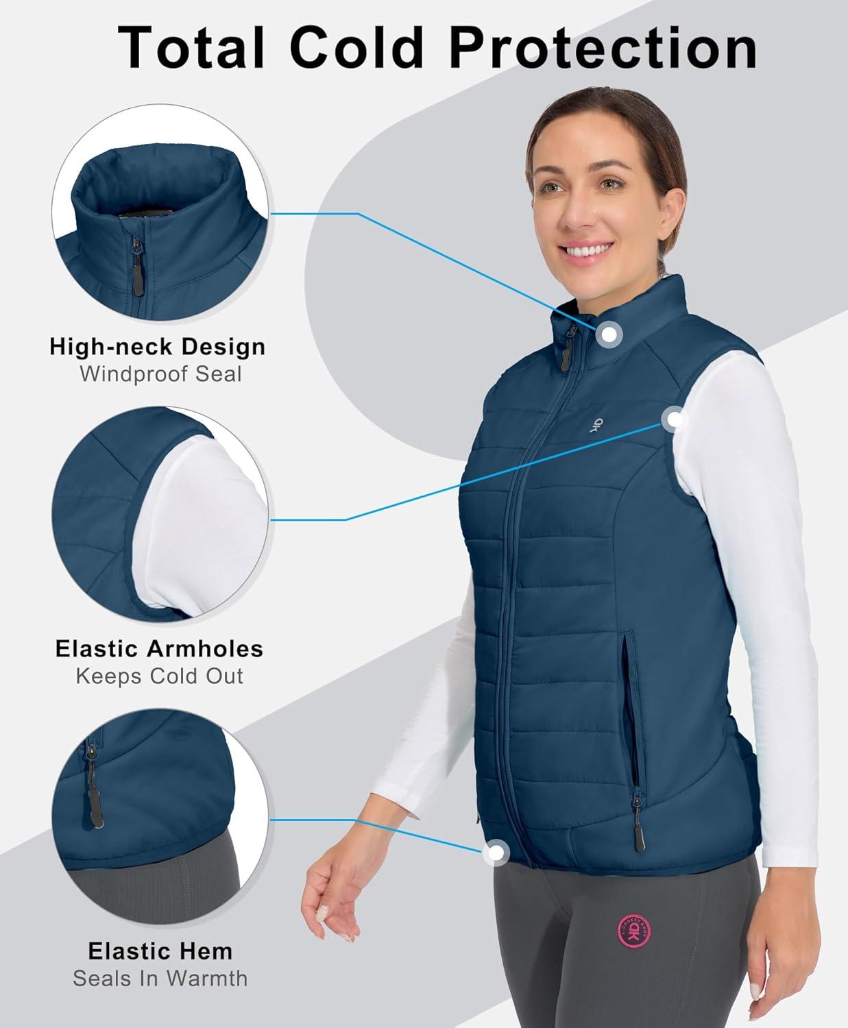 imageLittle Donkey Andy Womens Packable Lightweight Puffer Vest with Recycled Insulation for Running HikingBluesteel