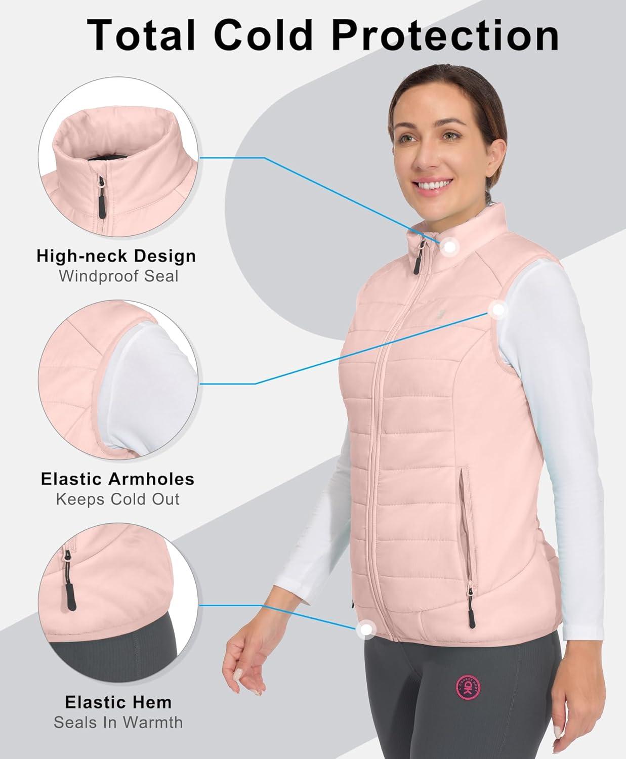 imageLittle Donkey Andy Womens Packable Lightweight Puffer Vest with Recycled Insulation for Running HikingSoft Pink