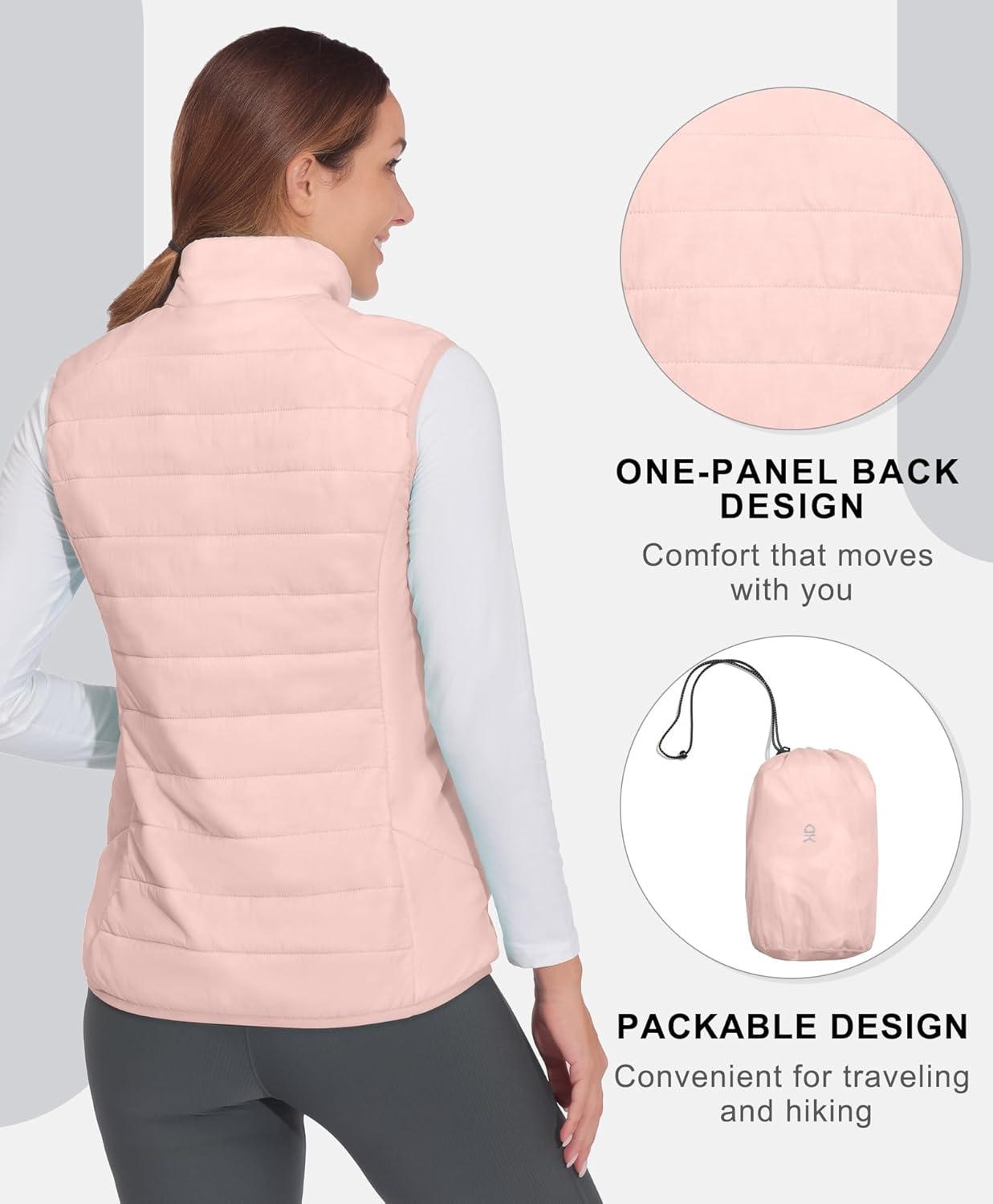 imageLittle Donkey Andy Womens Packable Lightweight Puffer Vest with Recycled Insulation for Running HikingSoft Pink