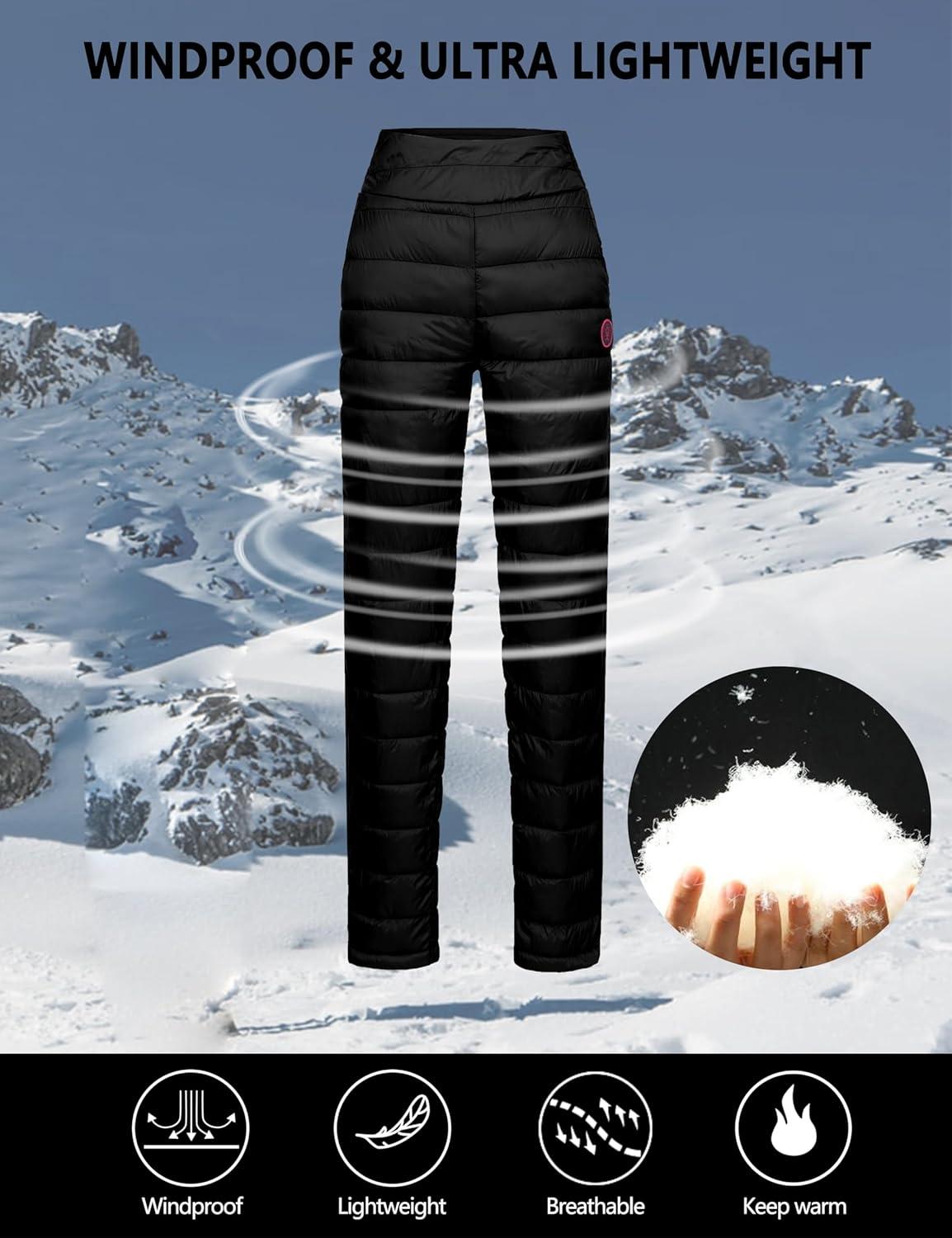 imageLittle Donkey Andy Womens Puffer Pants Lightweight Warm Puffy Quilted Pants Winter Snow Ski TrousersBlack
