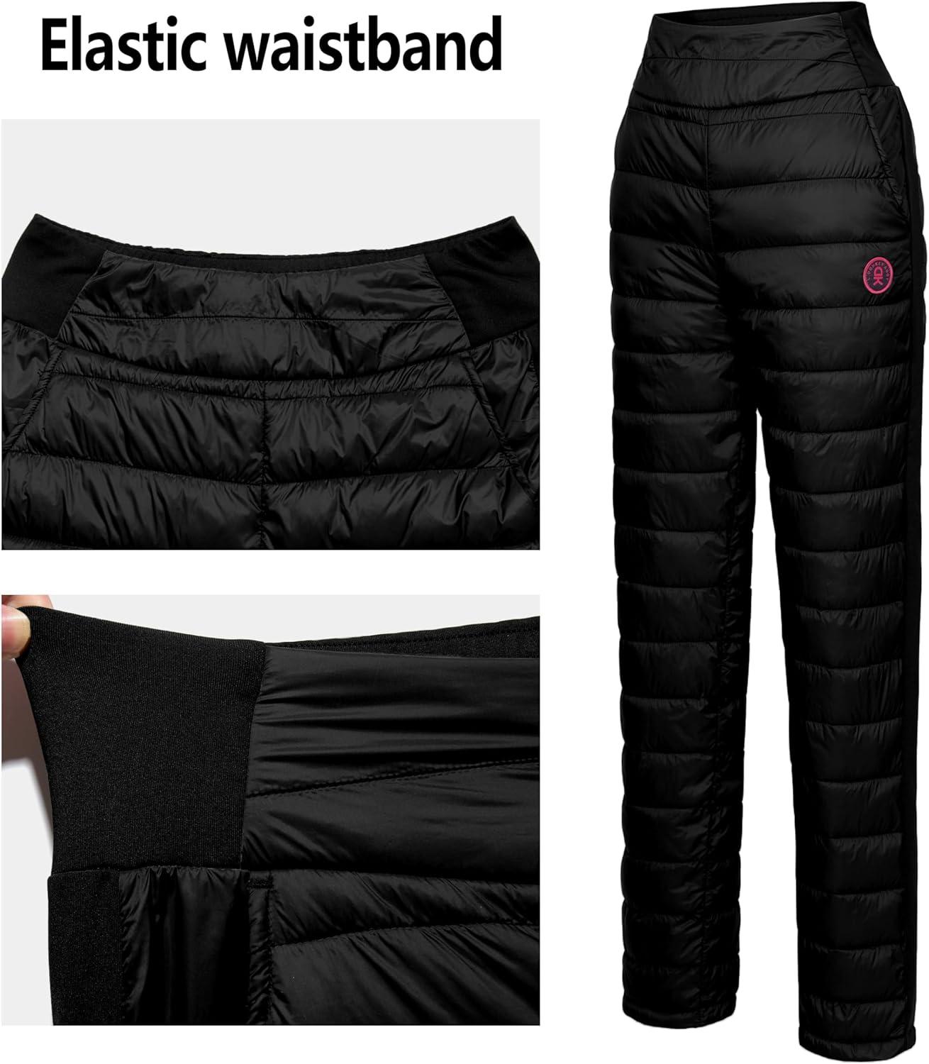 imageLittle Donkey Andy Womens Puffer Pants Lightweight Warm Puffy Quilted Pants Winter Snow Ski TrousersBlack