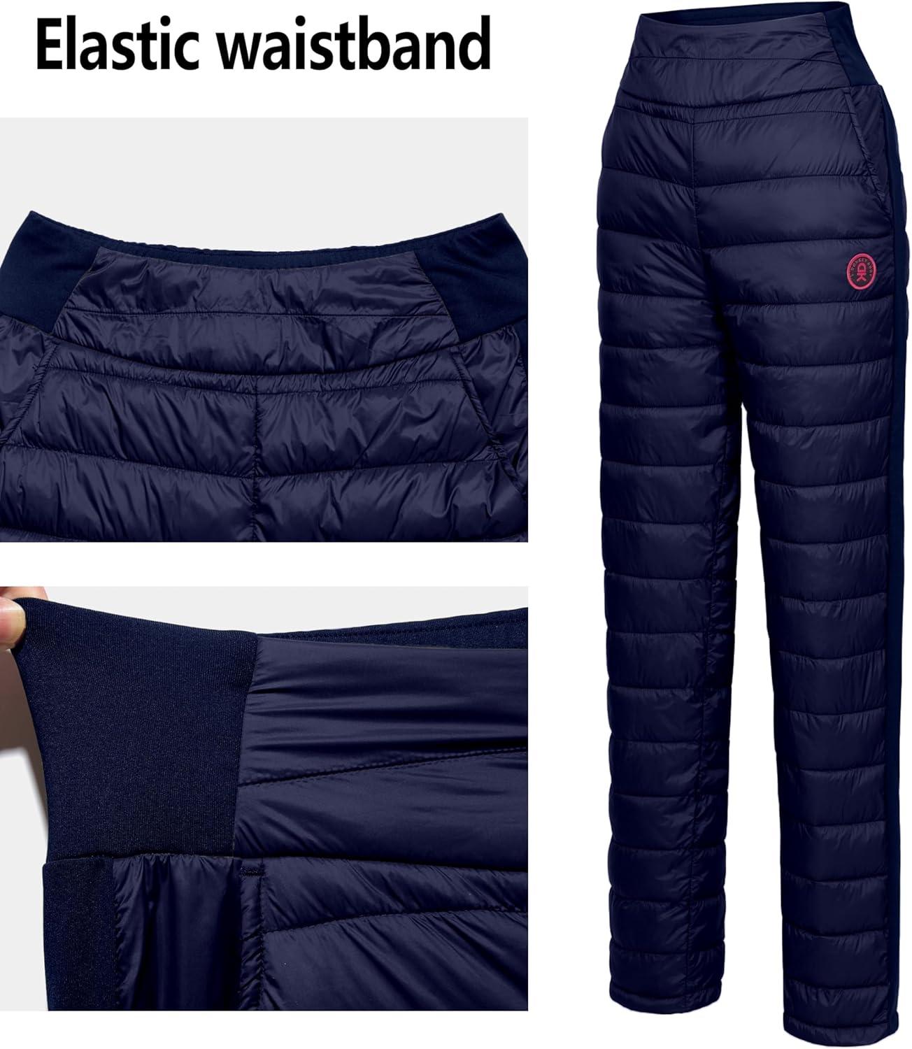 imageLittle Donkey Andy Womens Puffer Pants Lightweight Warm Puffy Quilted Pants Winter Snow Ski TrousersBlue