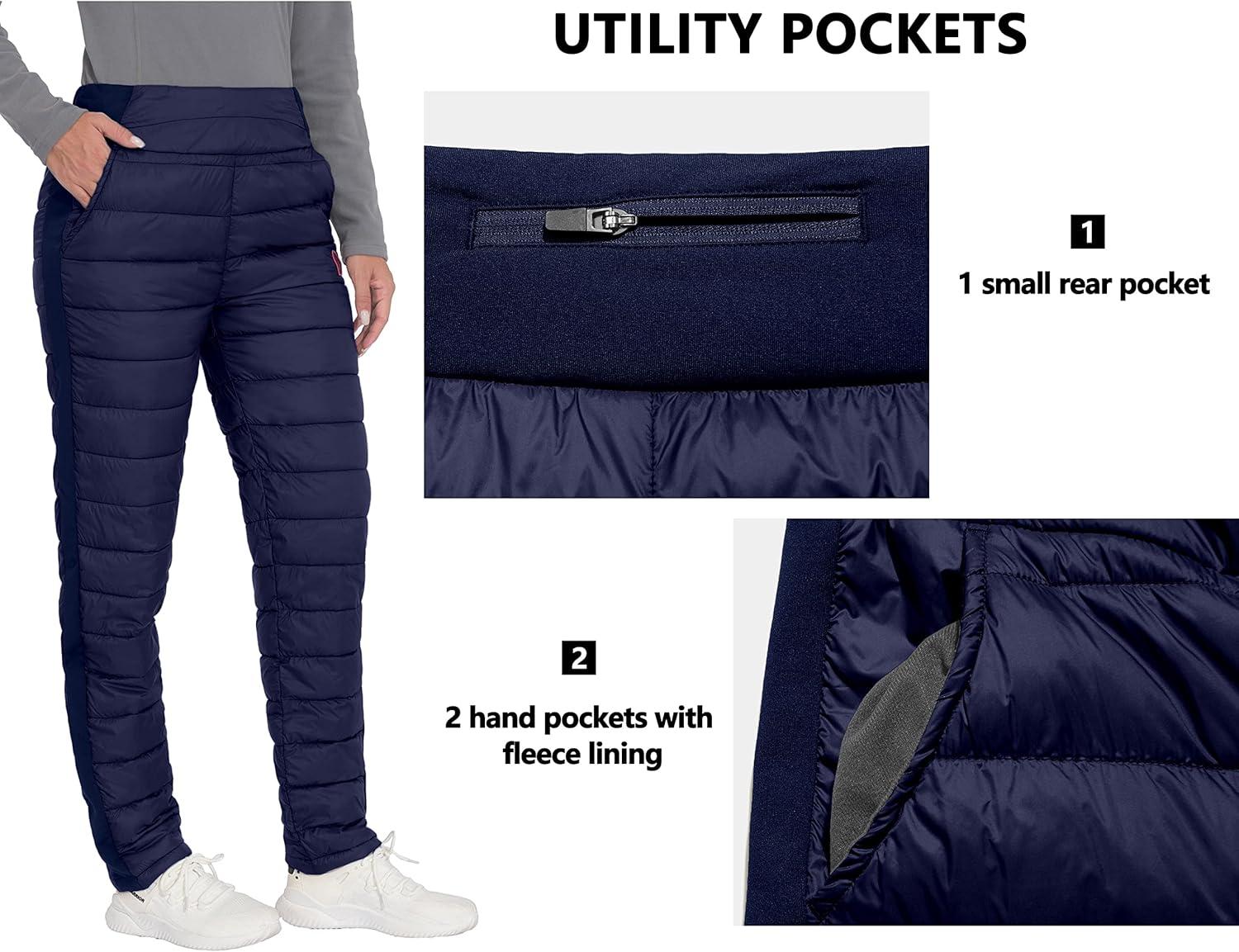 imageLittle Donkey Andy Womens Puffer Pants Lightweight Warm Puffy Quilted Pants Winter Snow Ski TrousersBlue