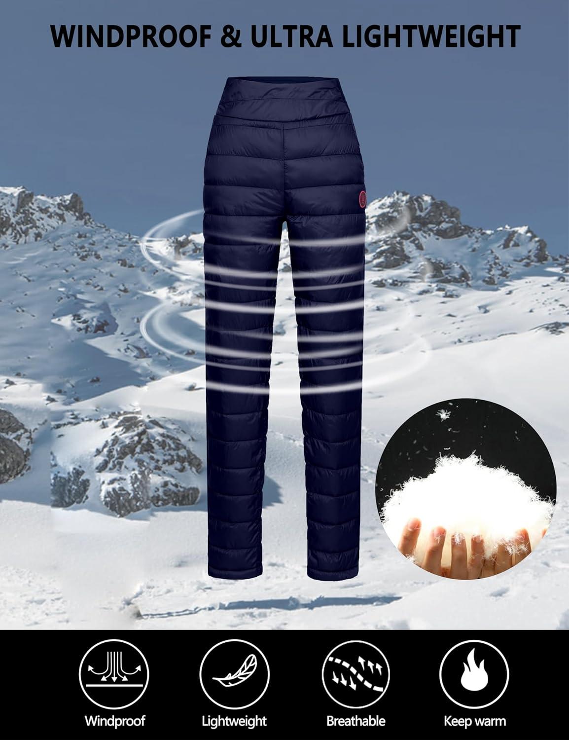 imageLittle Donkey Andy Womens Puffer Pants Lightweight Warm Puffy Quilted Pants Winter Snow Ski TrousersBlue