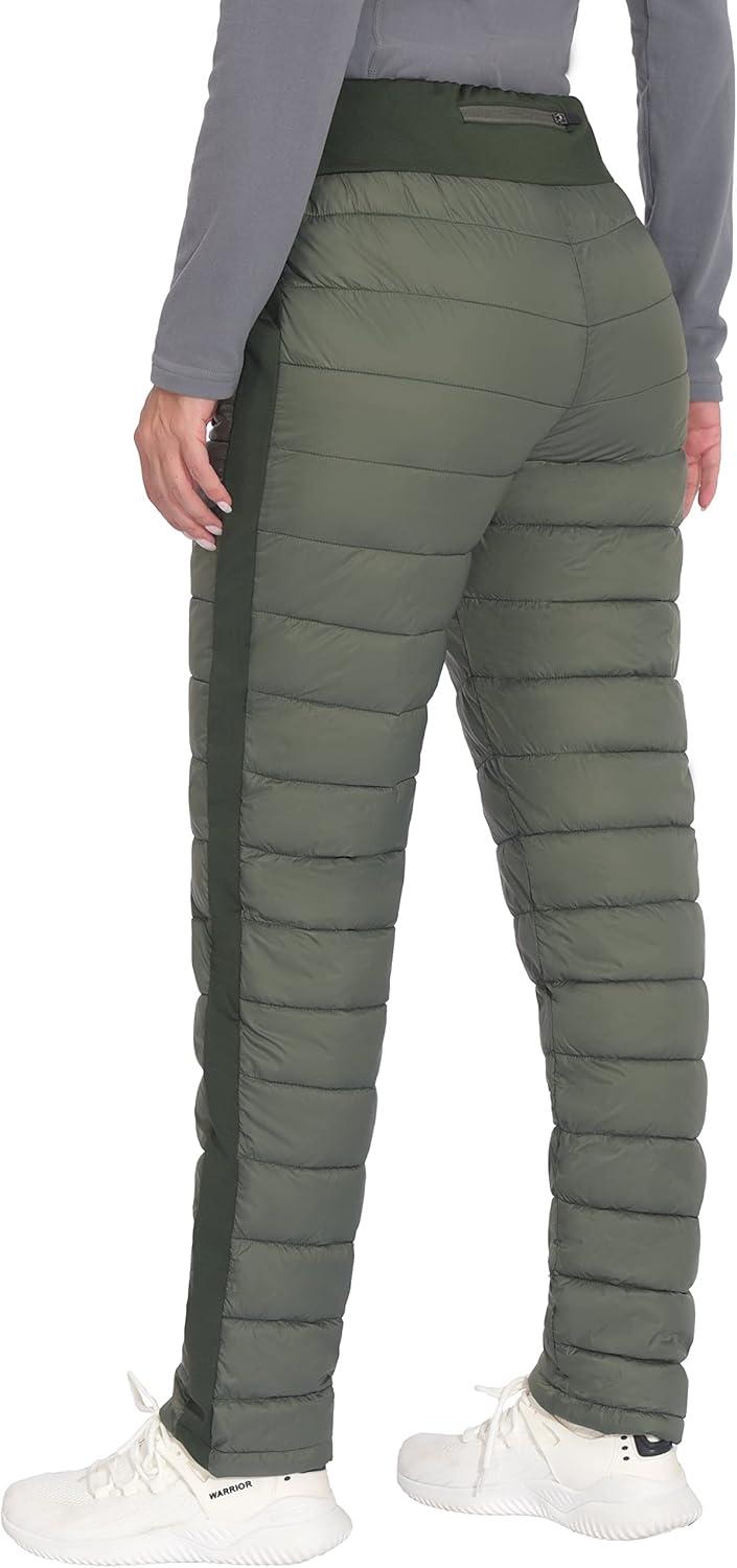 imageLittle Donkey Andy Womens Puffer Pants Lightweight Warm Puffy Quilted Pants Winter Snow Ski TrousersGreen