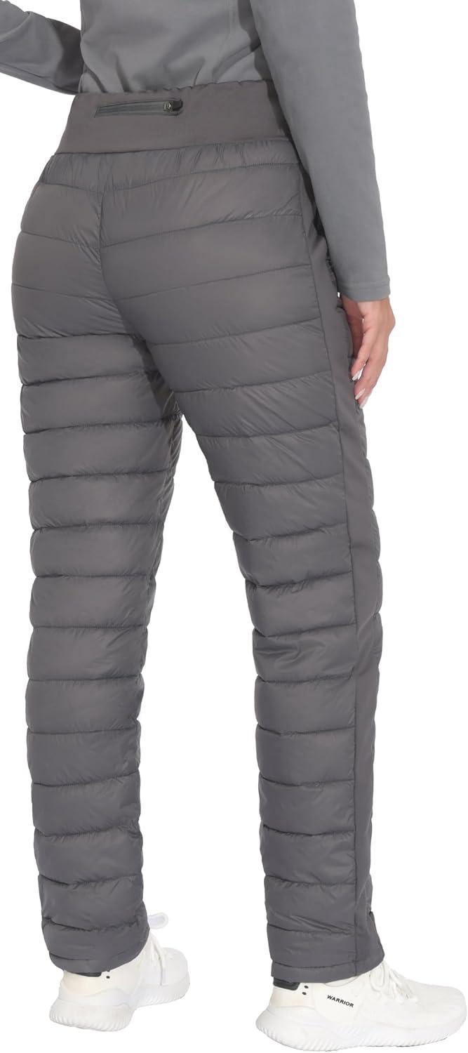 imageLittle Donkey Andy Womens Puffer Pants Lightweight Warm Puffy Quilted Pants Winter Snow Ski TrousersGrey