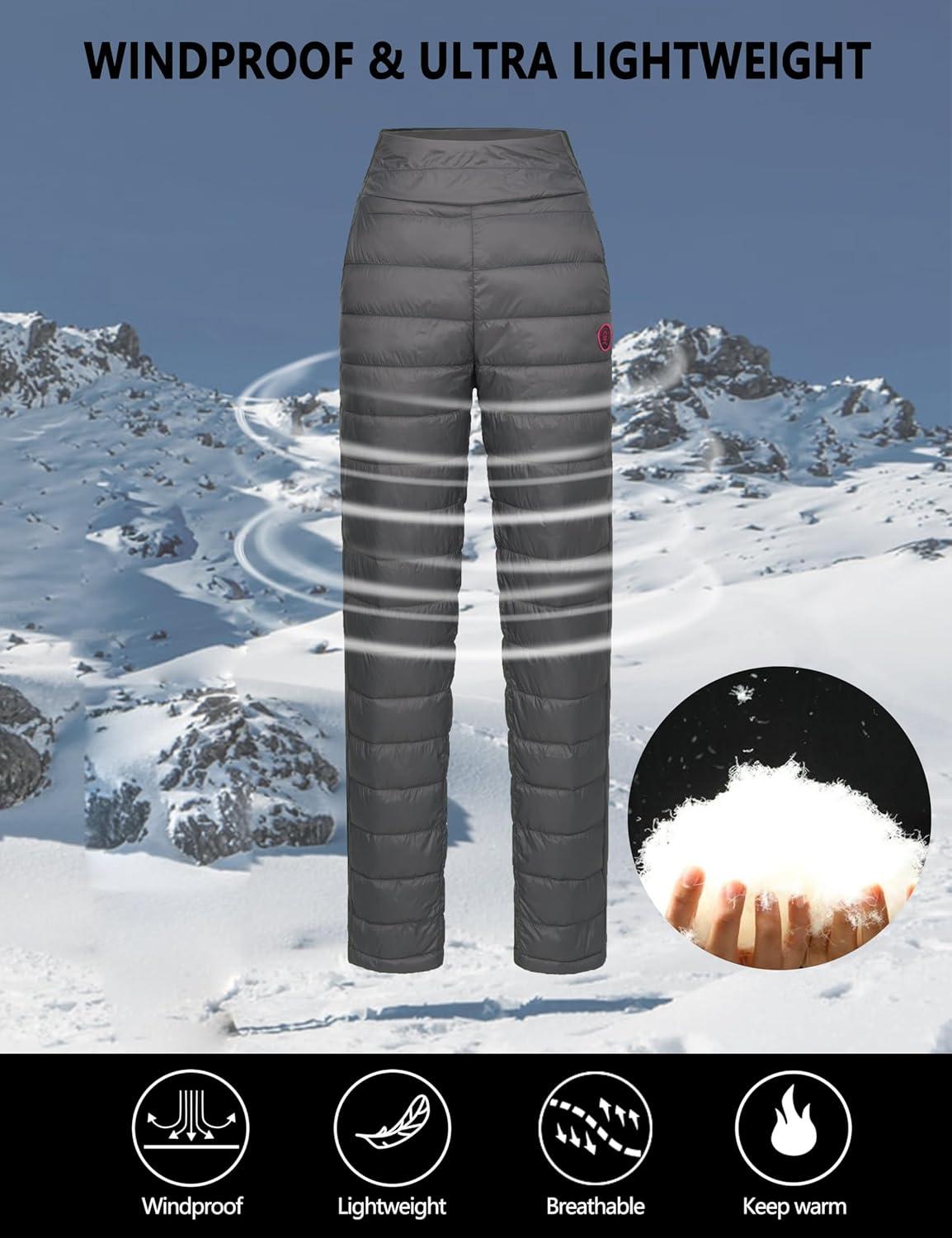 imageLittle Donkey Andy Womens Puffer Pants Lightweight Warm Puffy Quilted Pants Winter Snow Ski TrousersGrey