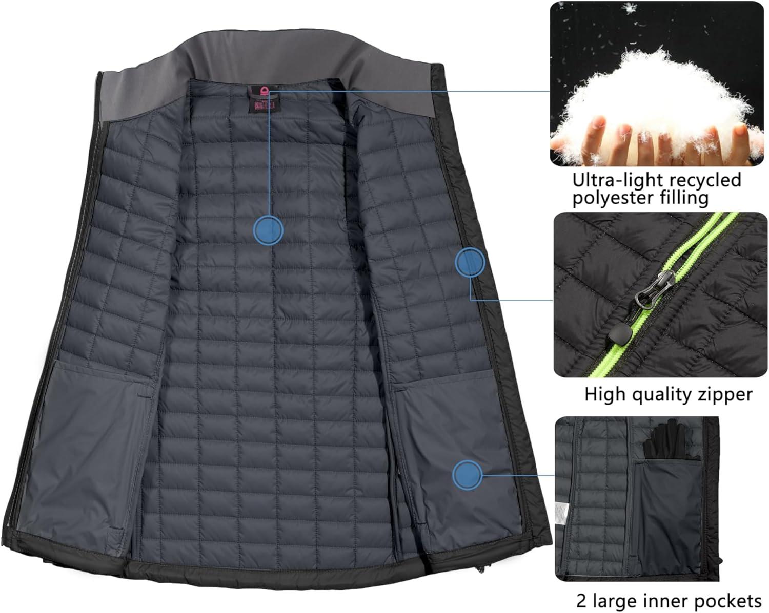 imageLittle Donkey Andy Womens Puffer Vest Lightweight Warm Sleeveless Jacket for Hiking Travel GolfBlackSteel Gray