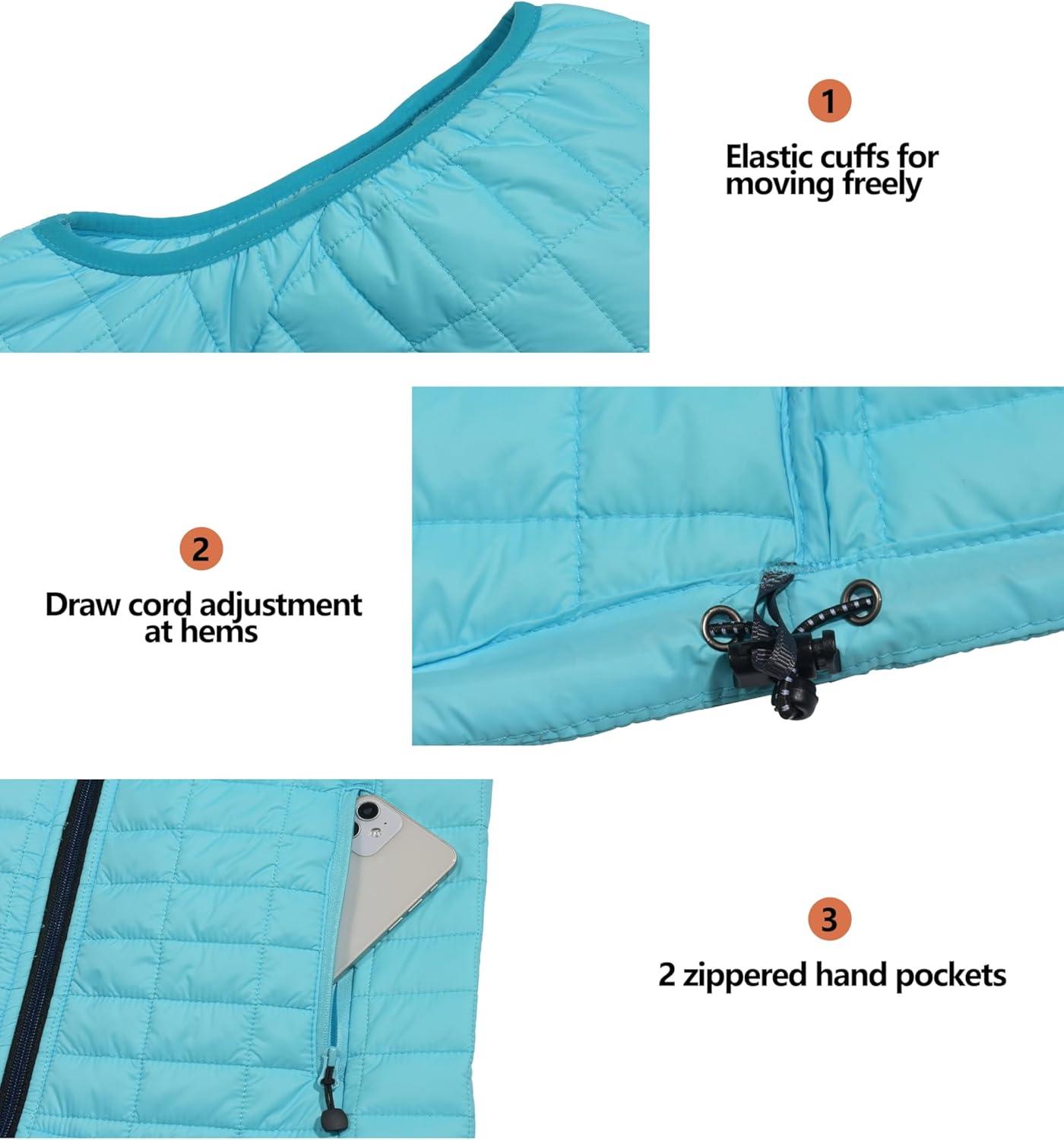 imageLittle Donkey Andy Womens Puffer Vest Lightweight Warm Sleeveless Jacket for Hiking Travel GolfLight BlueLight Blue