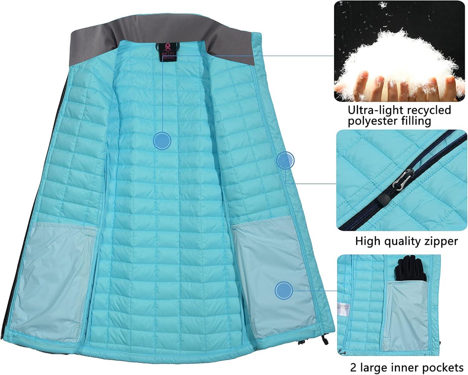imageLittle Donkey Andy Womens Puffer Vest Lightweight Warm Sleeveless Jacket for Hiking Travel GolfLight BlueLight Blue