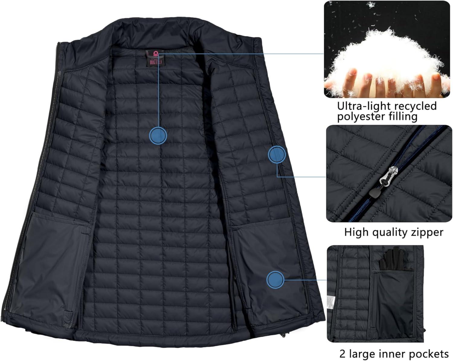 imageLittle Donkey Andy Womens Puffer Vest Lightweight Warm Sleeveless Jacket for Hiking Travel GolfSteel GrayBlack A1