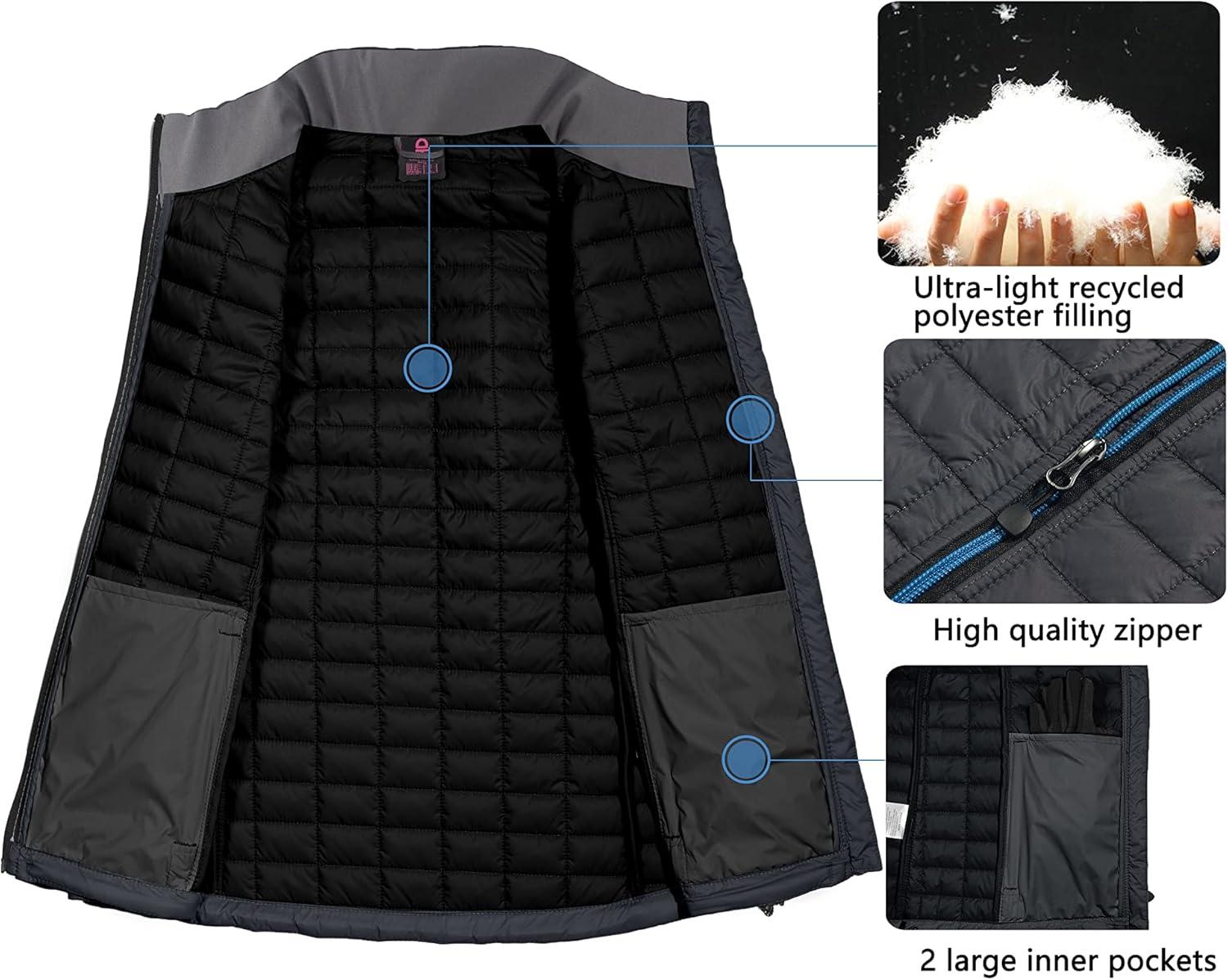 imageLittle Donkey Andy Womens Puffer Vest Lightweight Warm Sleeveless Jacket for Hiking Travel GolfSteel GrayBlack A2