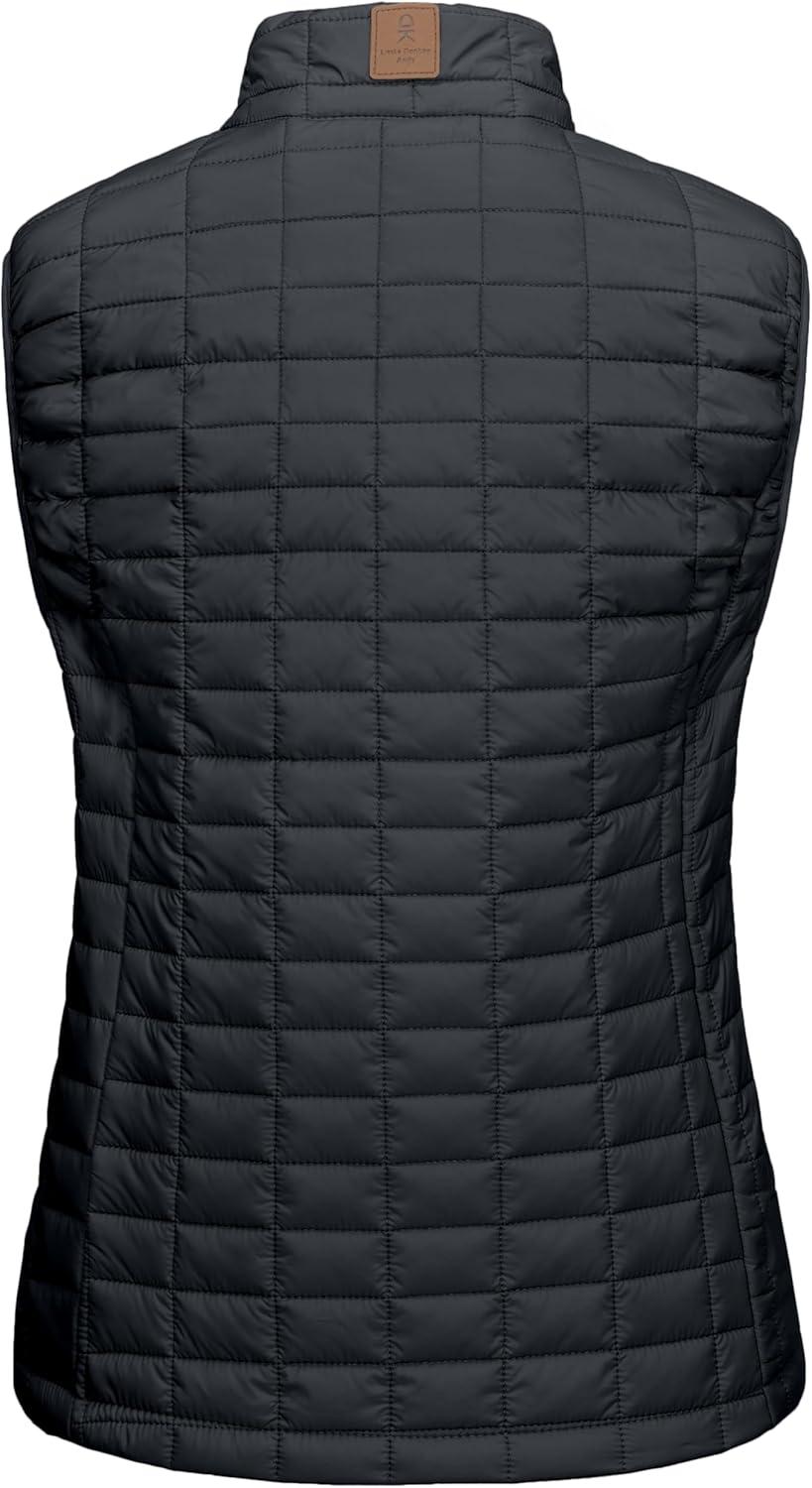 imageLittle Donkey Andy Womens Puffer Vest Lightweight Warm Sleeveless Jacket for Hiking Travel GolfSteel GrayBlack A2