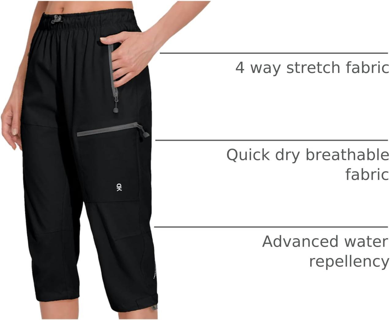 imageLittle Donkey Andy Womens Quick Dry 34 Pants Capri Shorts Lightweight Hiking Travel CasualA01 Black