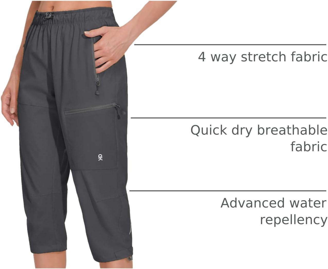 imageLittle Donkey Andy Womens Quick Dry 34 Pants Capri Shorts Lightweight Hiking Travel CasualA02 Gray