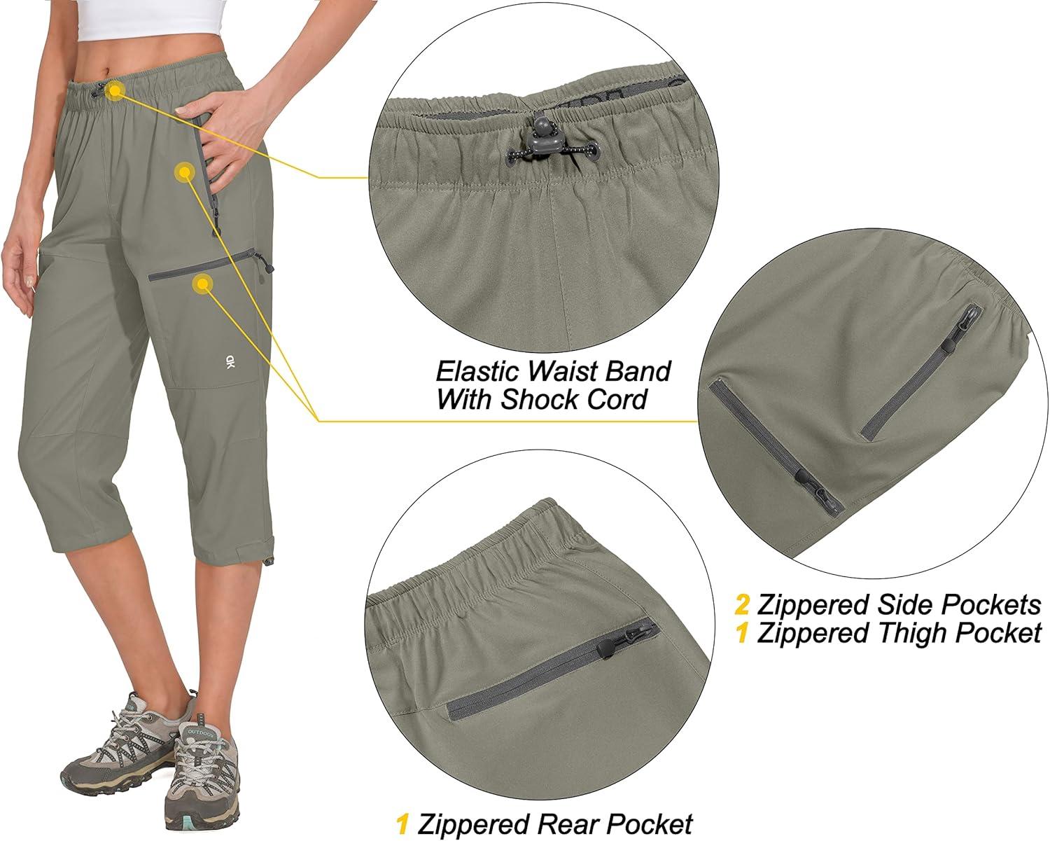 imageLittle Donkey Andy Womens Quick Dry 34 Pants Capri Shorts Lightweight Hiking Travel CasualA05 Sage