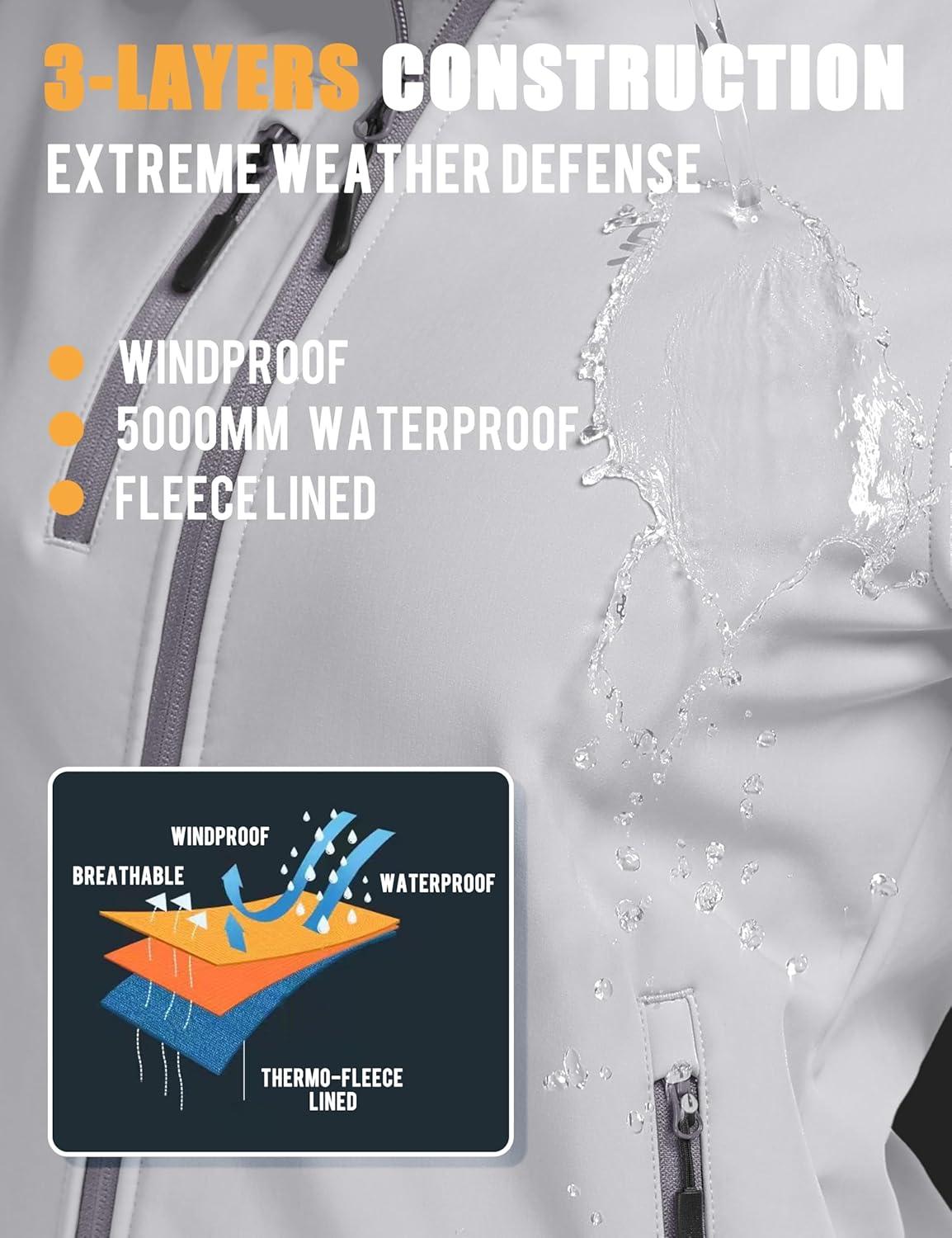 imageLittle Donkey Andy Womens Softshell Jacket Ski Snowboarding Jacket with Removable Hood Fleece LinedUpgrade Light Gray