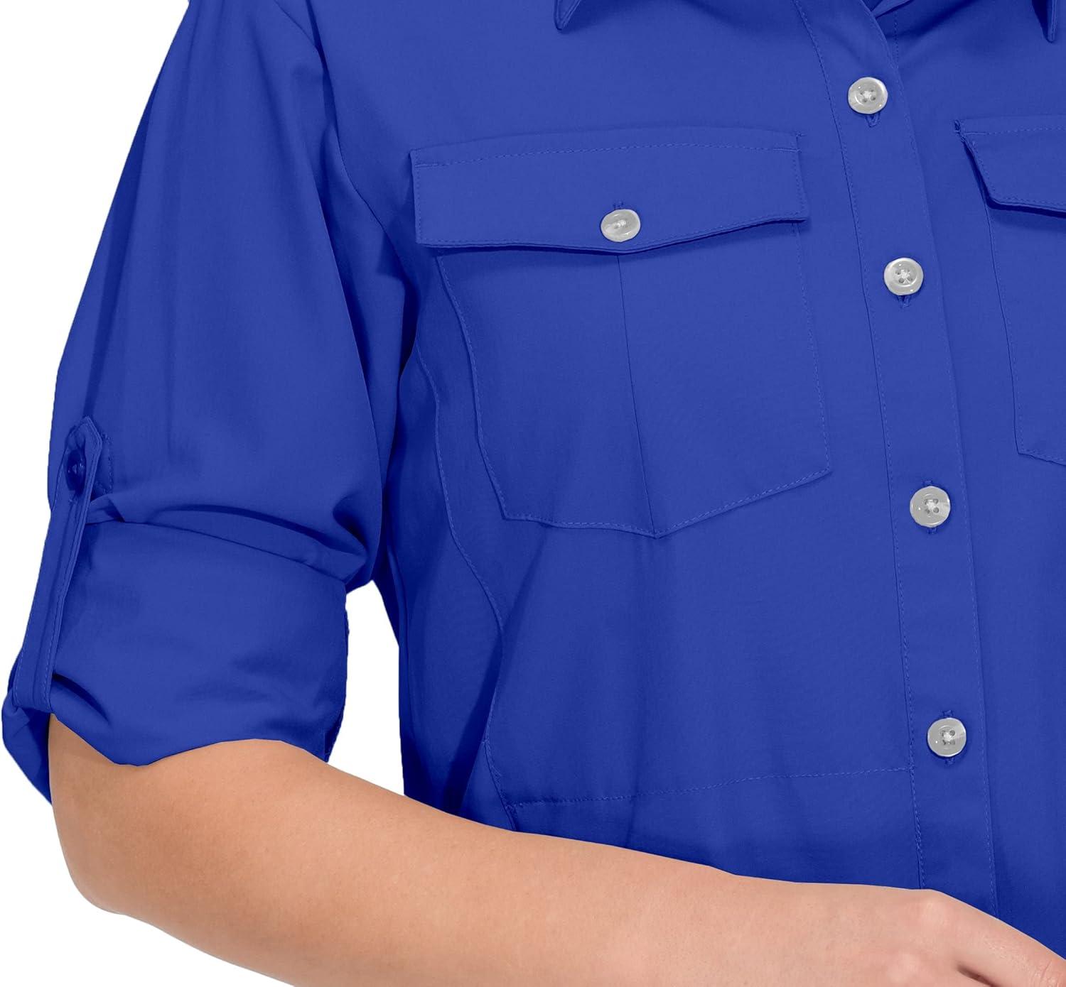 imageLittle Donkey Andy Womens Stretch Quick Dry UPF50 Long Sleeve Shirt for Hiking Travel CampingUpgraded Blue
