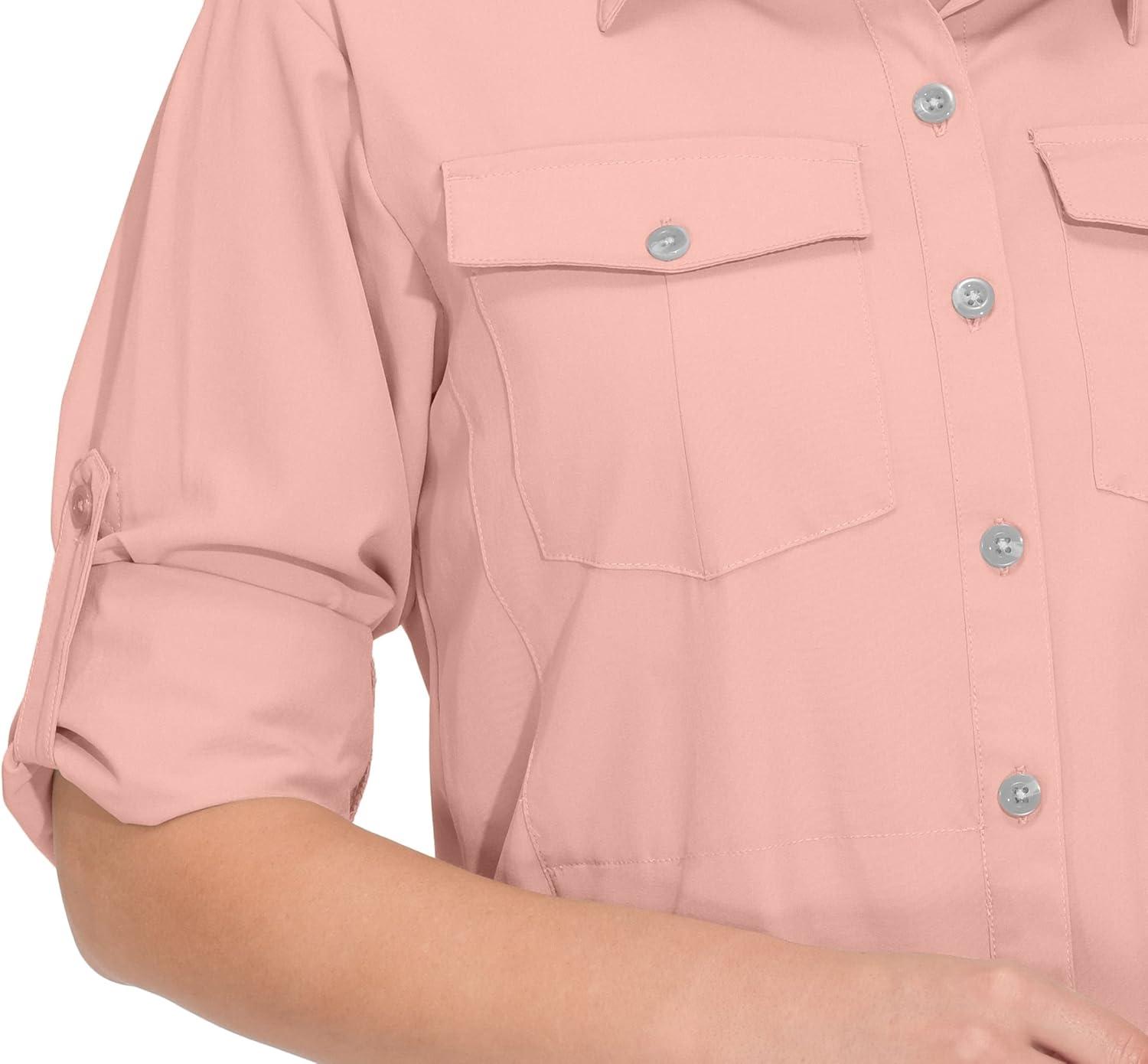 imageLittle Donkey Andy Womens Stretch Quick Dry UPF50 Long Sleeve Shirt for Hiking Travel CampingUpgraded Pink