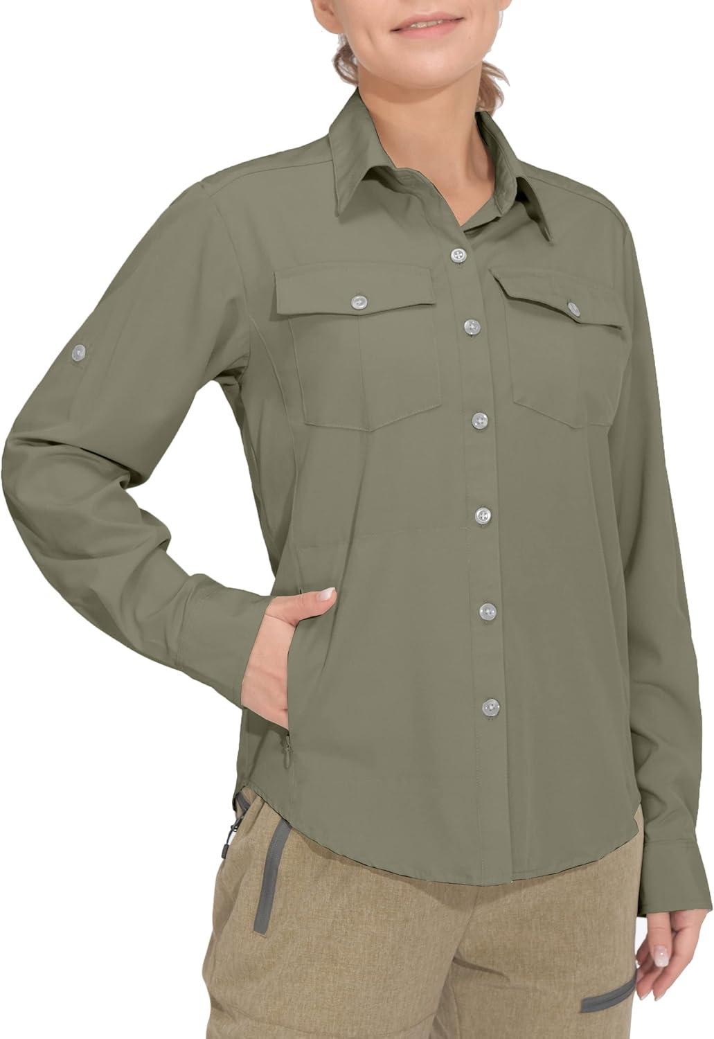 imageLittle Donkey Andy Womens Stretch Quick Dry UPF50 Long Sleeve Shirt for Hiking Travel CampingUpgraded Sage