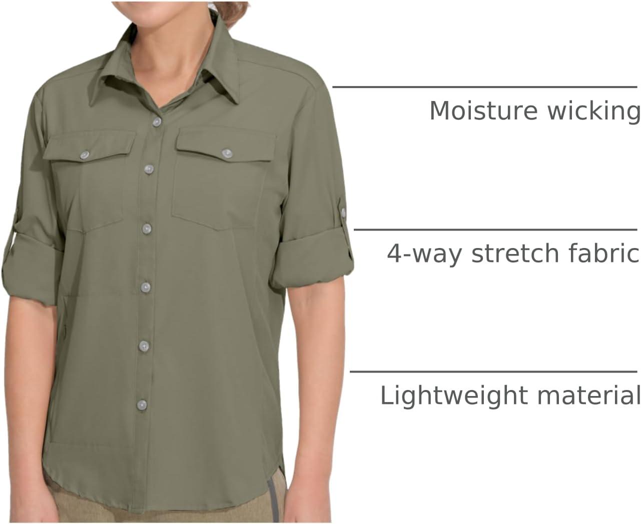 imageLittle Donkey Andy Womens Stretch Quick Dry UPF50 Long Sleeve Shirt for Hiking Travel CampingUpgraded Sage