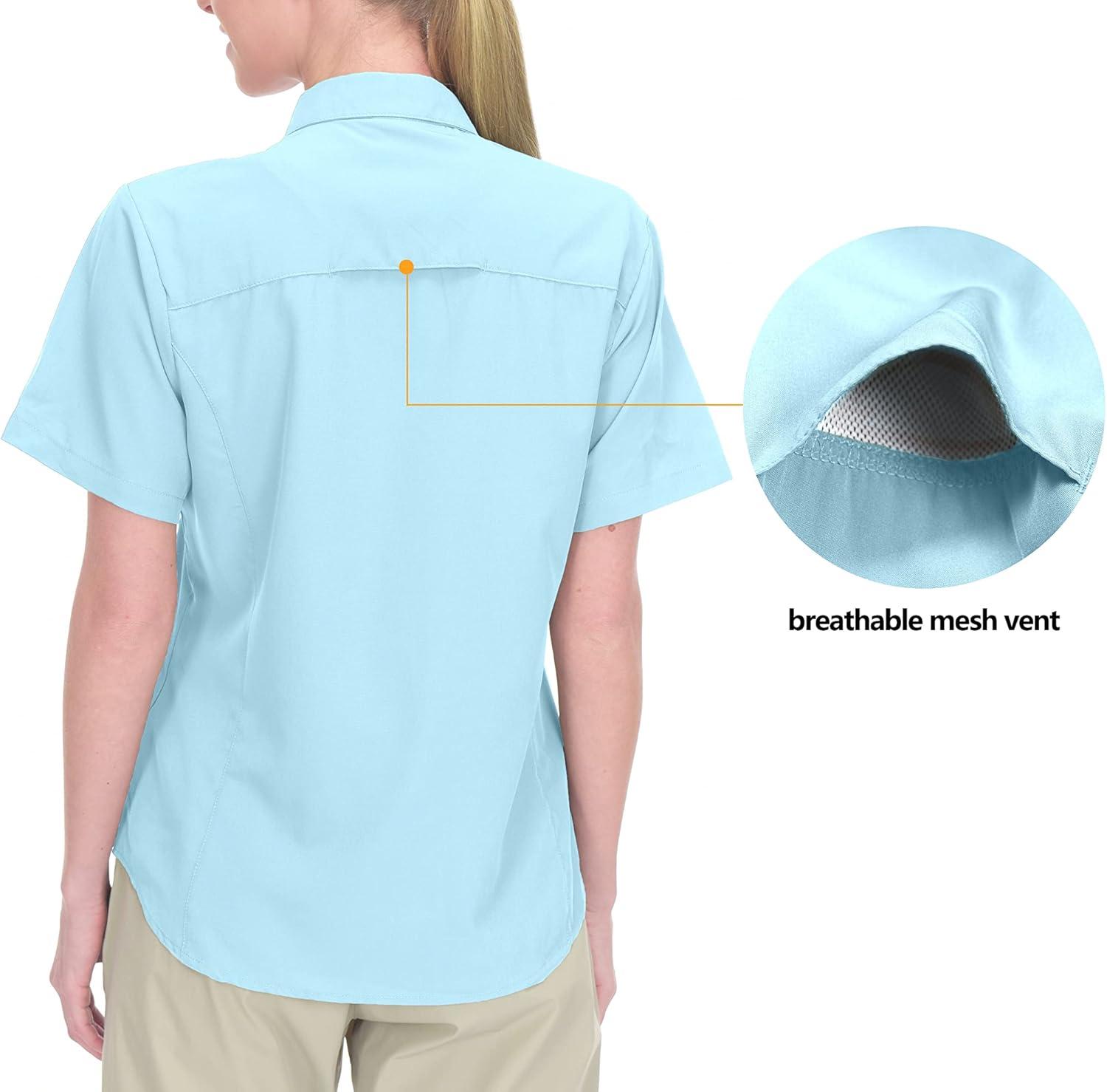 imageLittle Donkey Andy Womens Stretch Quick Dry UPF50 Short Sleeve Shirt for Hiking Travel Camping04 Blue