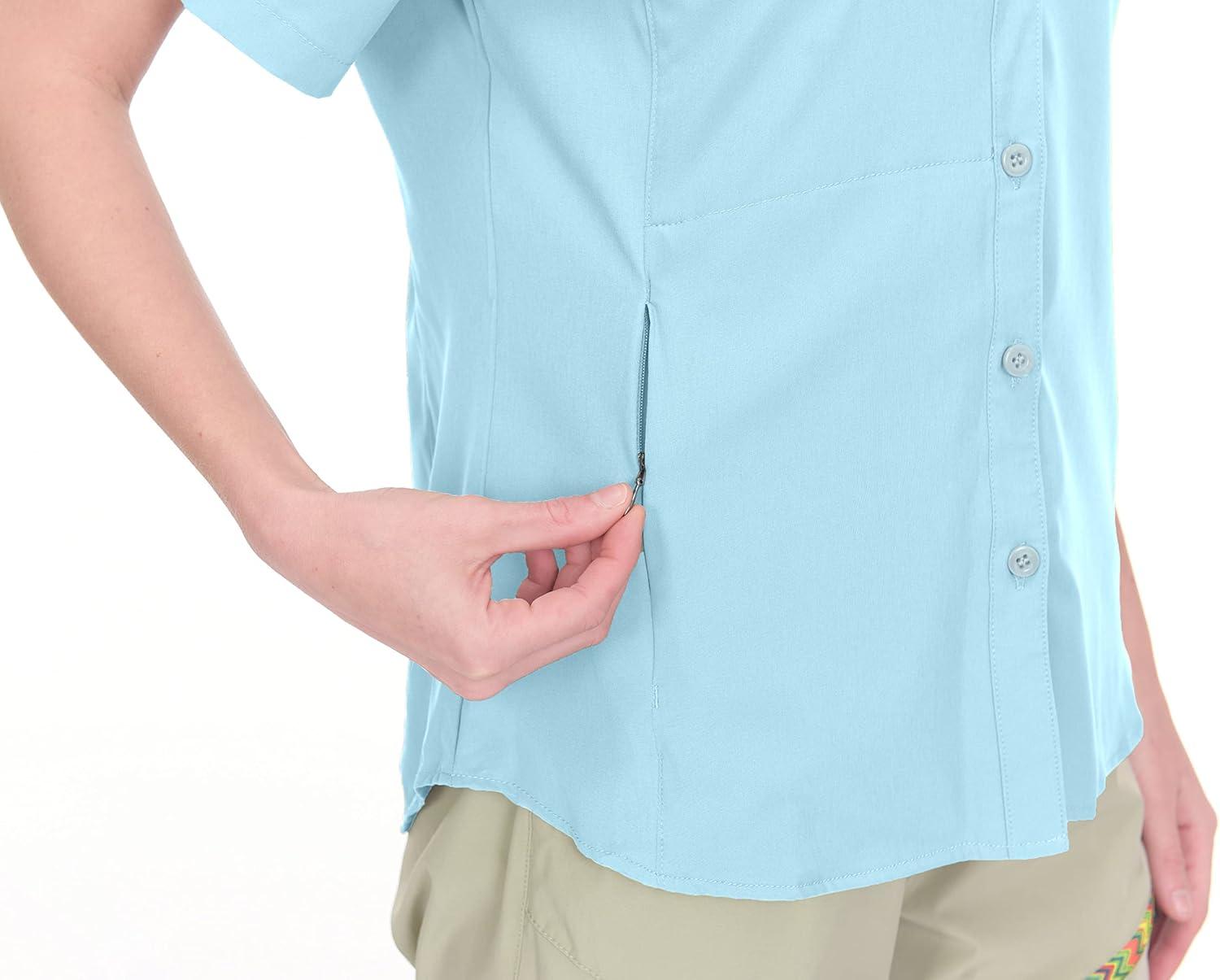imageLittle Donkey Andy Womens Stretch Quick Dry UPF50 Short Sleeve Shirt for Hiking Travel Camping04 Blue