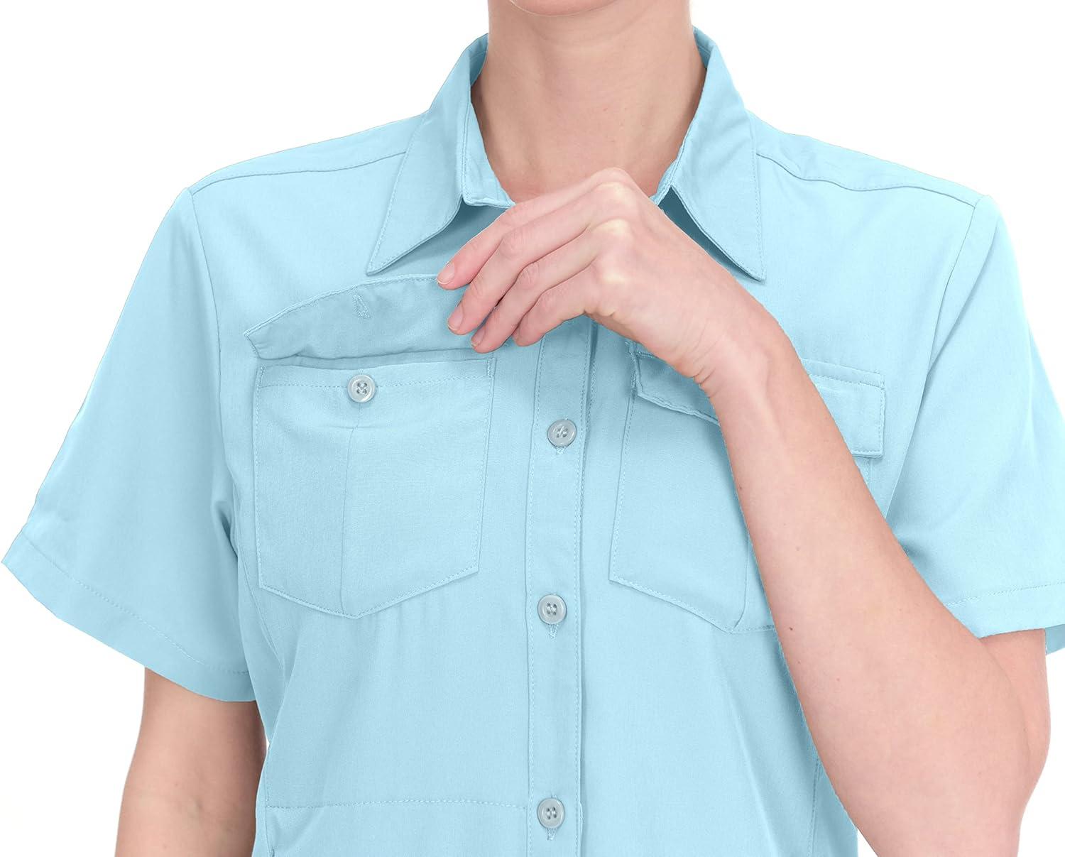 imageLittle Donkey Andy Womens Stretch Quick Dry UPF50 Short Sleeve Shirt for Hiking Travel Camping04 Blue
