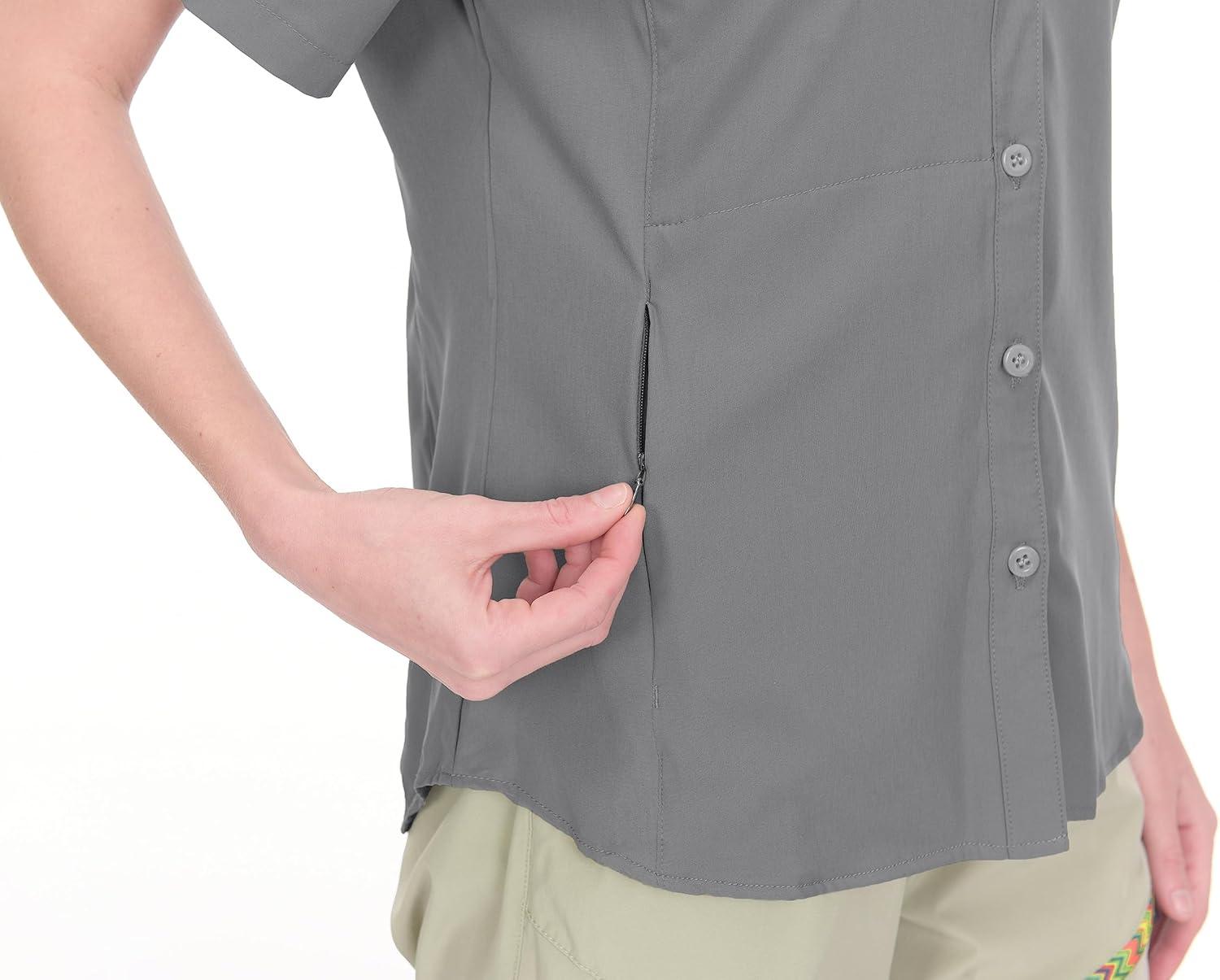 imageLittle Donkey Andy Womens Stretch Quick Dry UPF50 Short Sleeve Shirt for Hiking Travel Camping07 Steel Grey