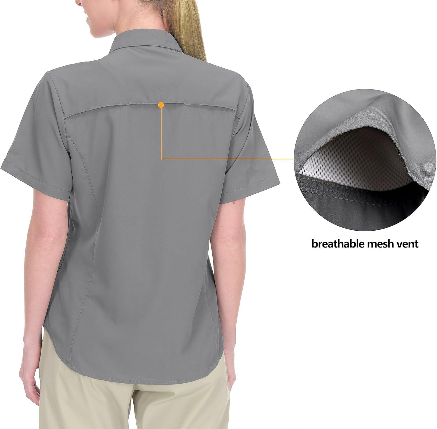 imageLittle Donkey Andy Womens Stretch Quick Dry UPF50 Short Sleeve Shirt for Hiking Travel Camping07 Steel Grey