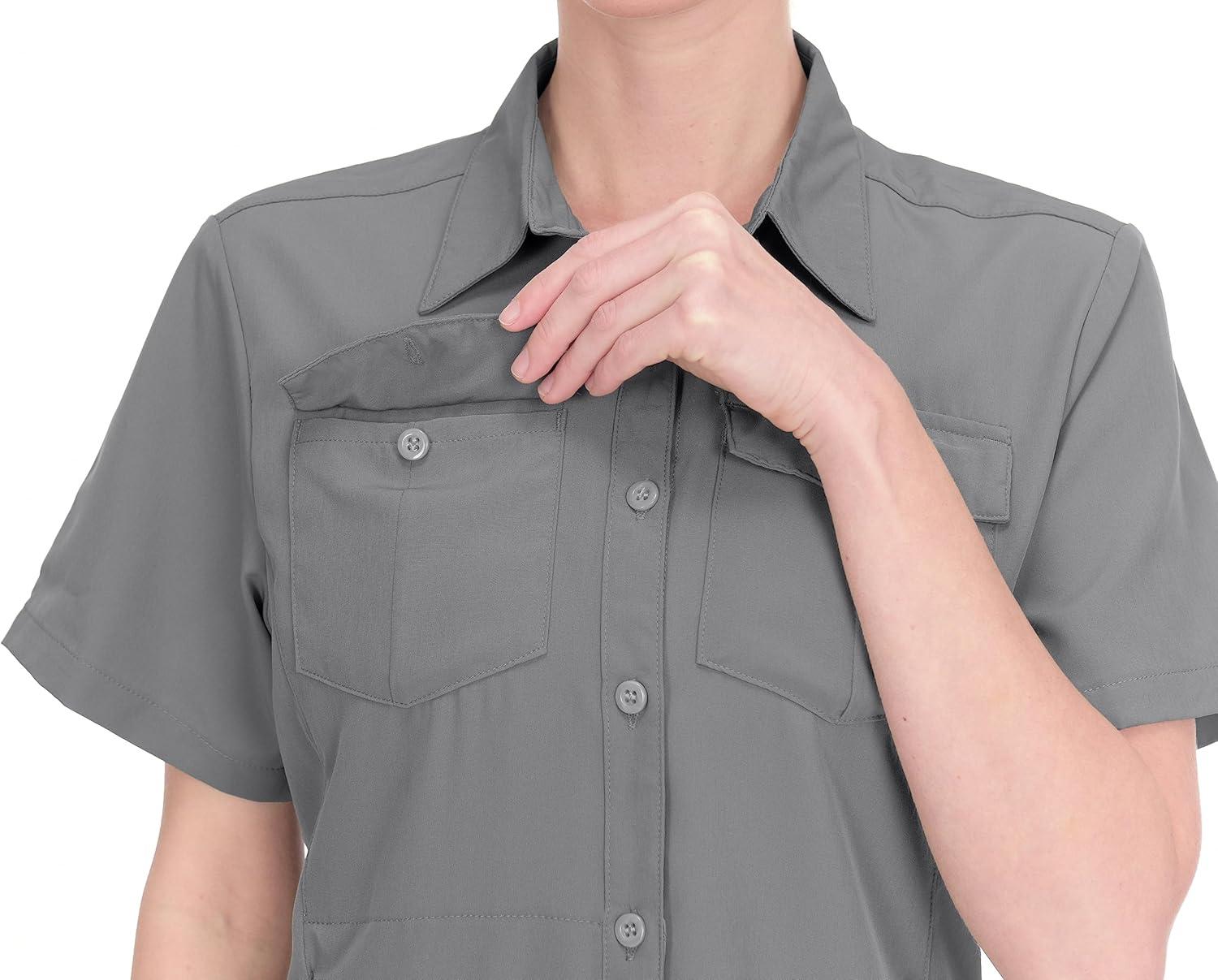 imageLittle Donkey Andy Womens Stretch Quick Dry UPF50 Short Sleeve Shirt for Hiking Travel Camping07 Steel Grey