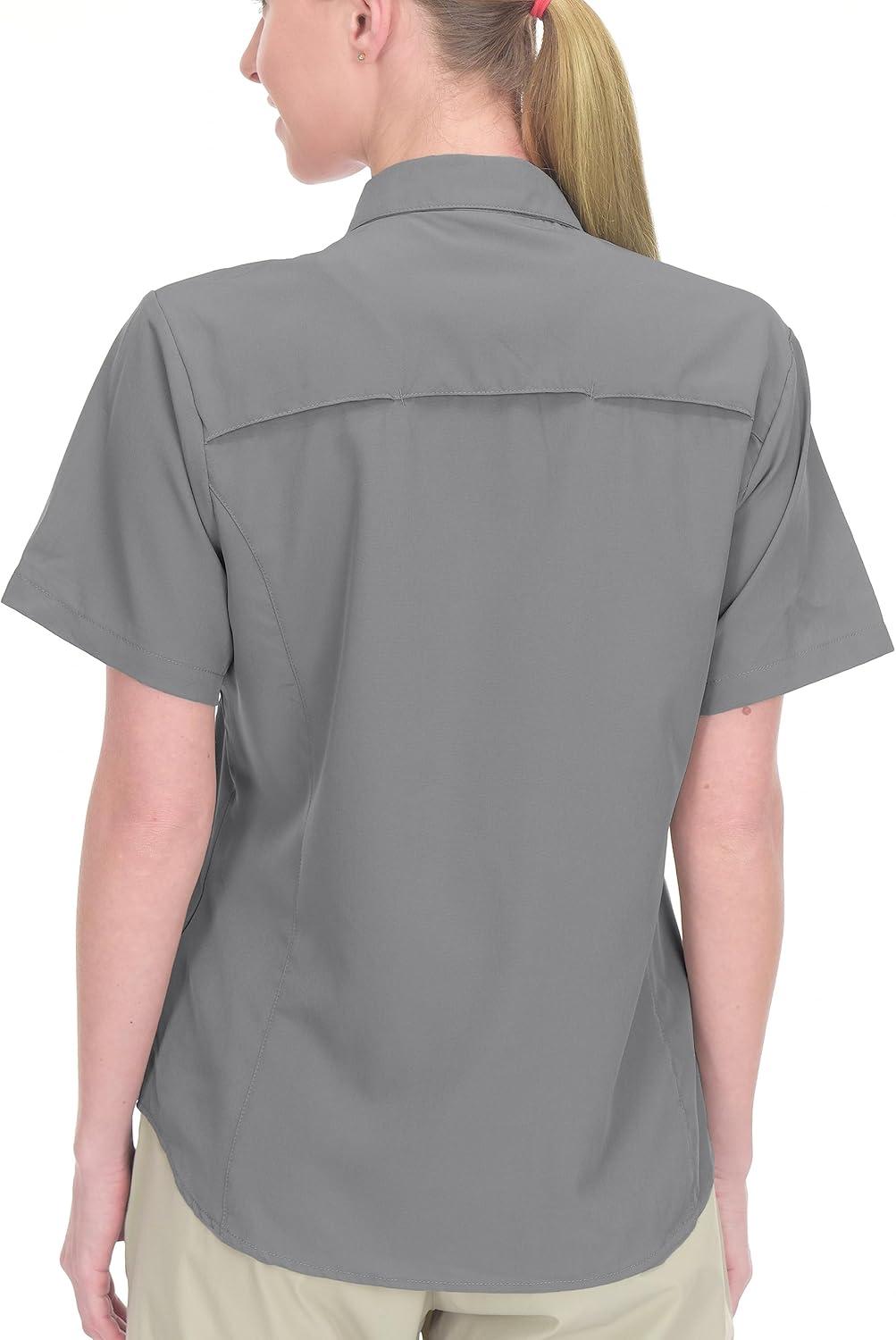 imageLittle Donkey Andy Womens Stretch Quick Dry UPF50 Short Sleeve Shirt for Hiking Travel Camping07 Steel Grey