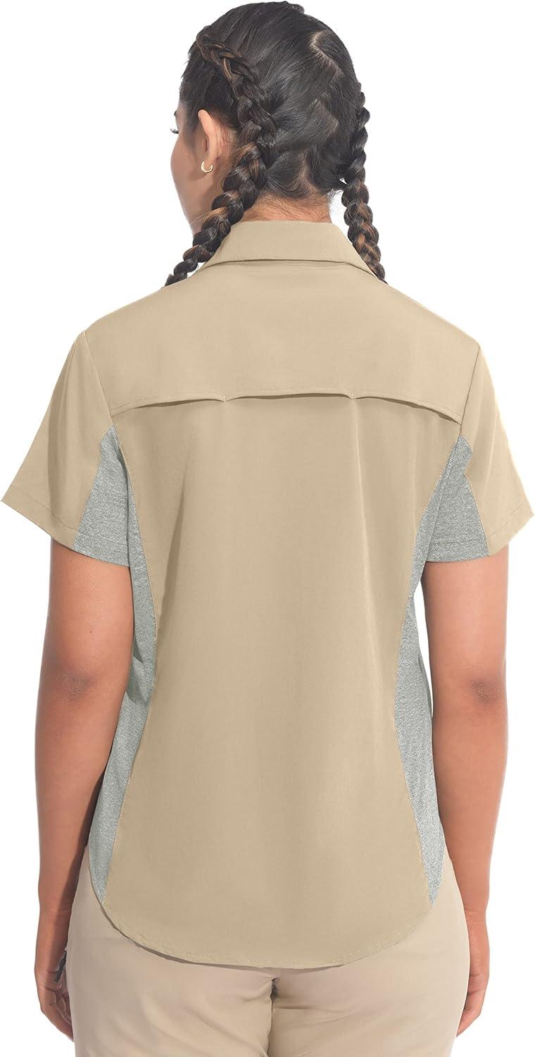 imageLittle Donkey Andy Womens Stretch Quick Dry UPF50 Short Sleeve Shirt for Hiking Travel CampingKhaki