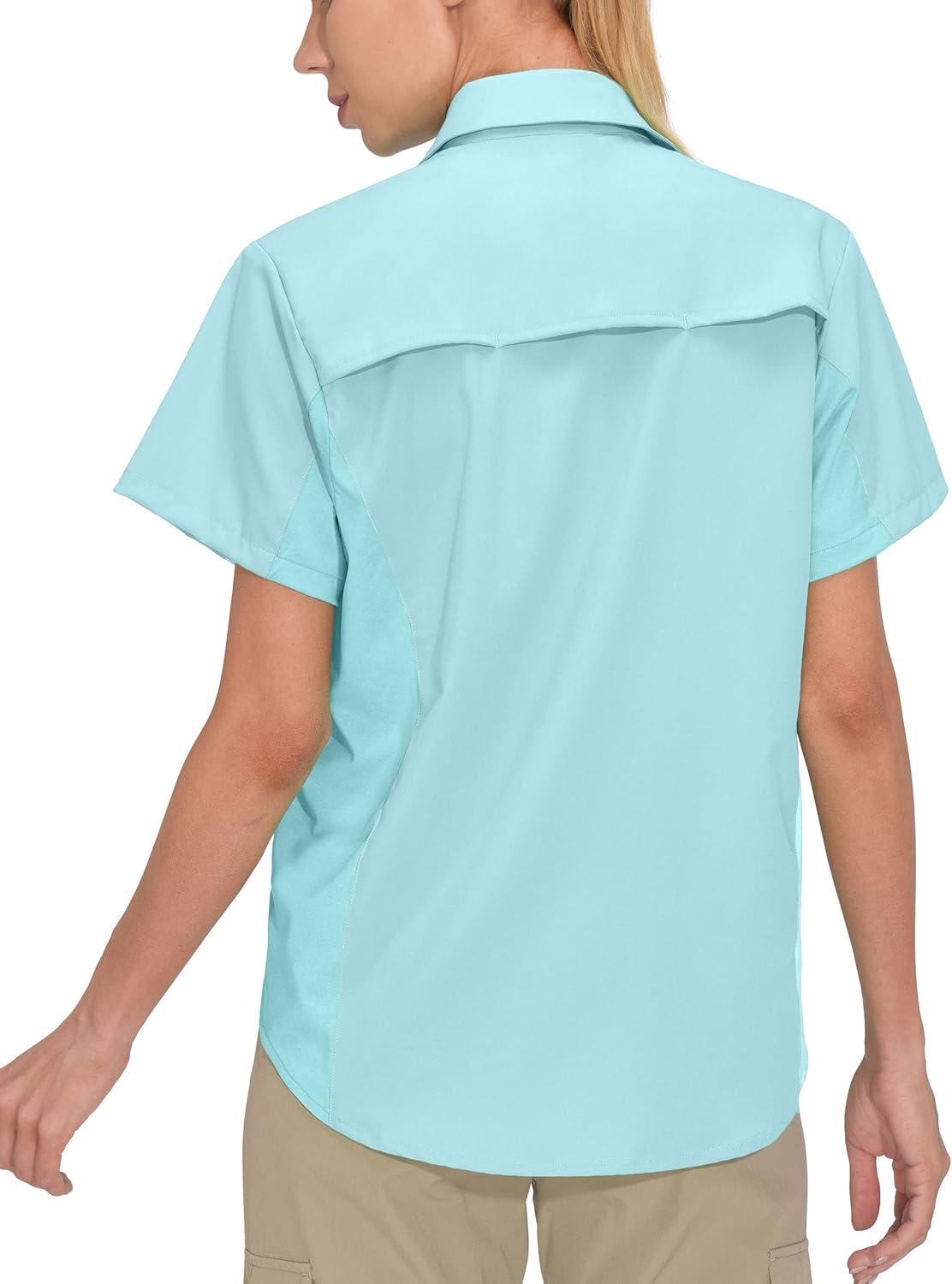 imageLittle Donkey Andy Womens Stretch Quick Dry UPF50 Short Sleeve Shirt for Hiking Travel CampingLight Blue