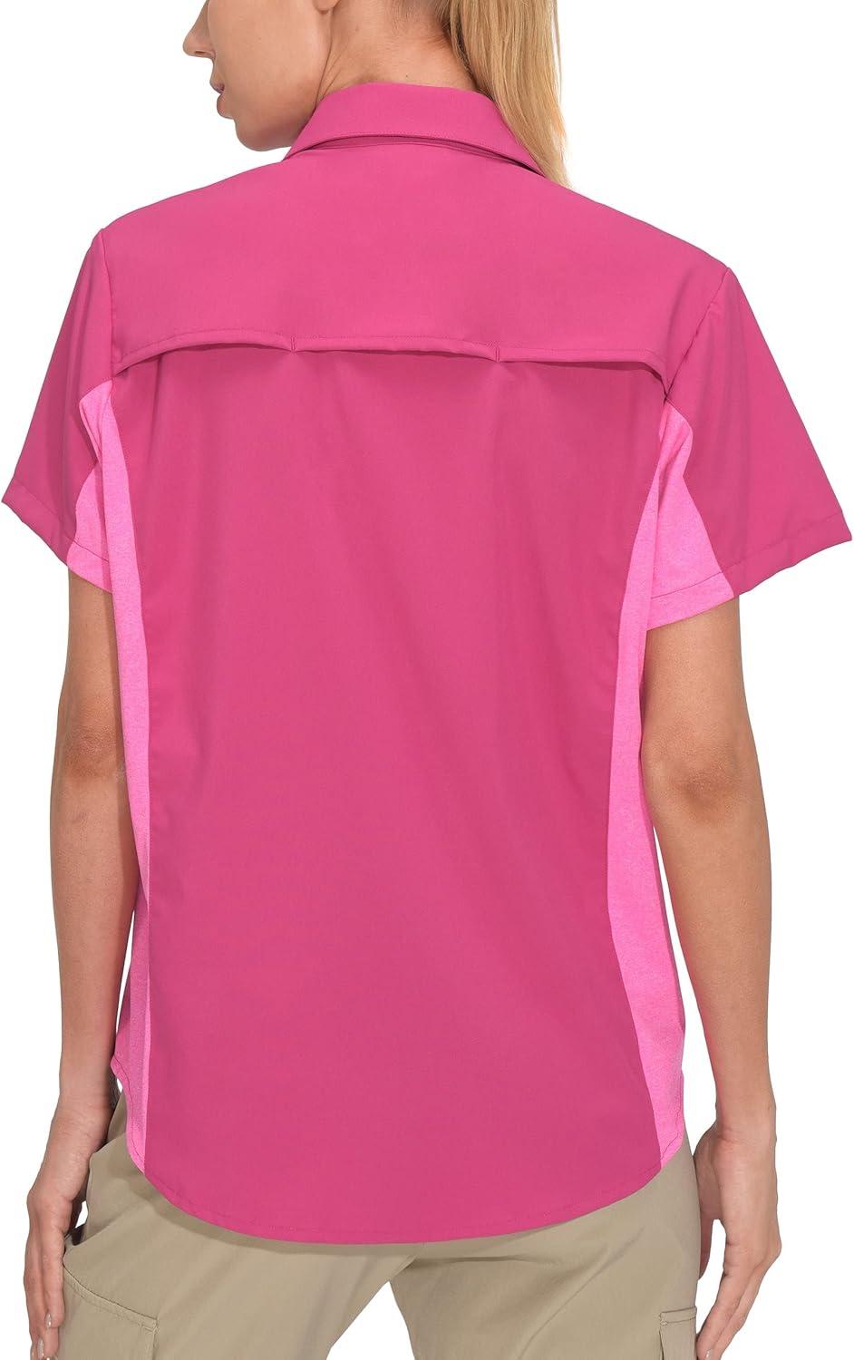 imageLittle Donkey Andy Womens Stretch Quick Dry UPF50 Short Sleeve Shirt for Hiking Travel CampingRose Red
